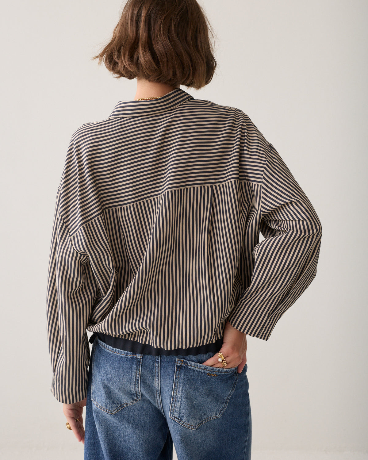 Midnight Blue Stripe Boxy Top - 2s3548