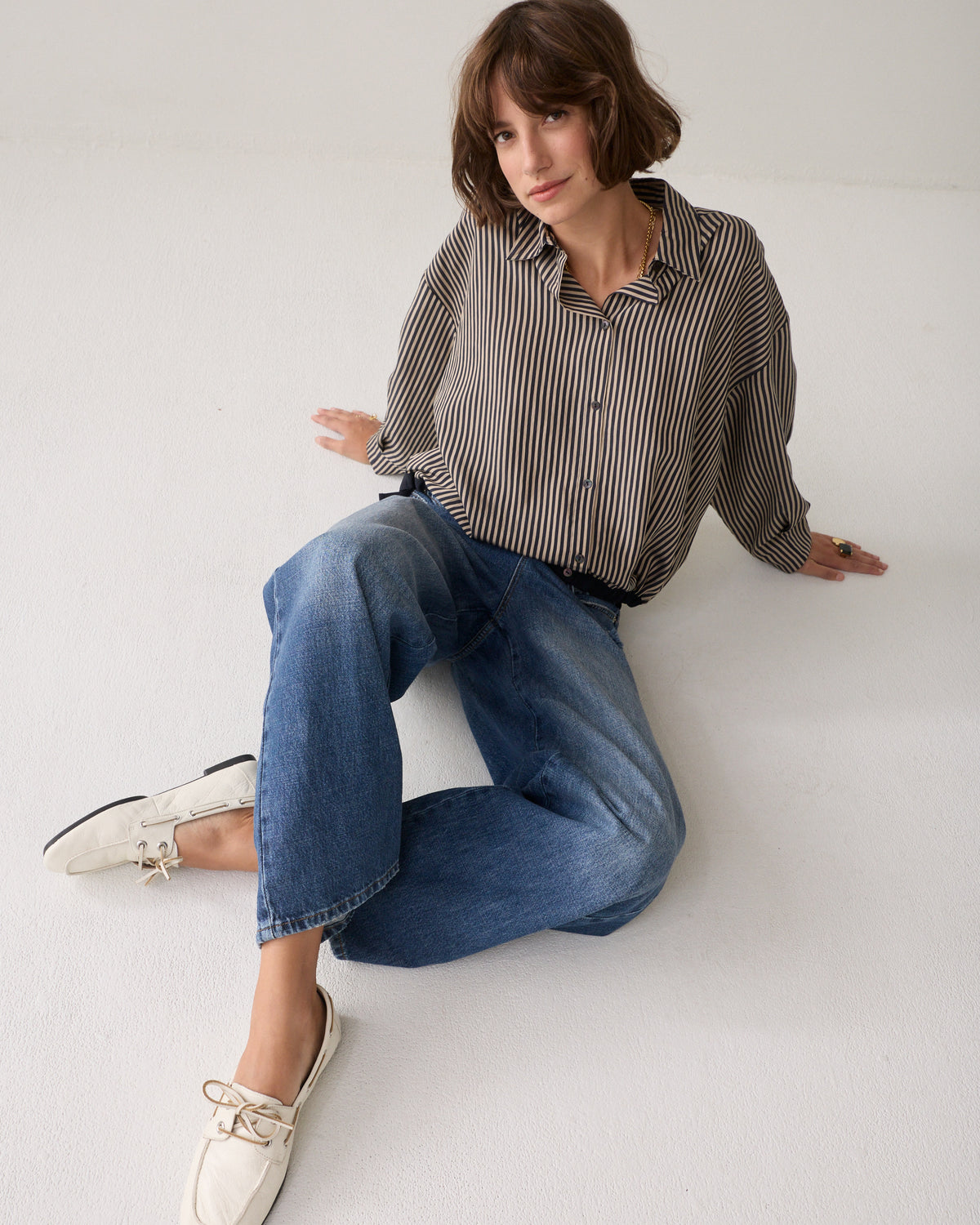 Midnight Blue Stripe Boxy Top - 2s3548