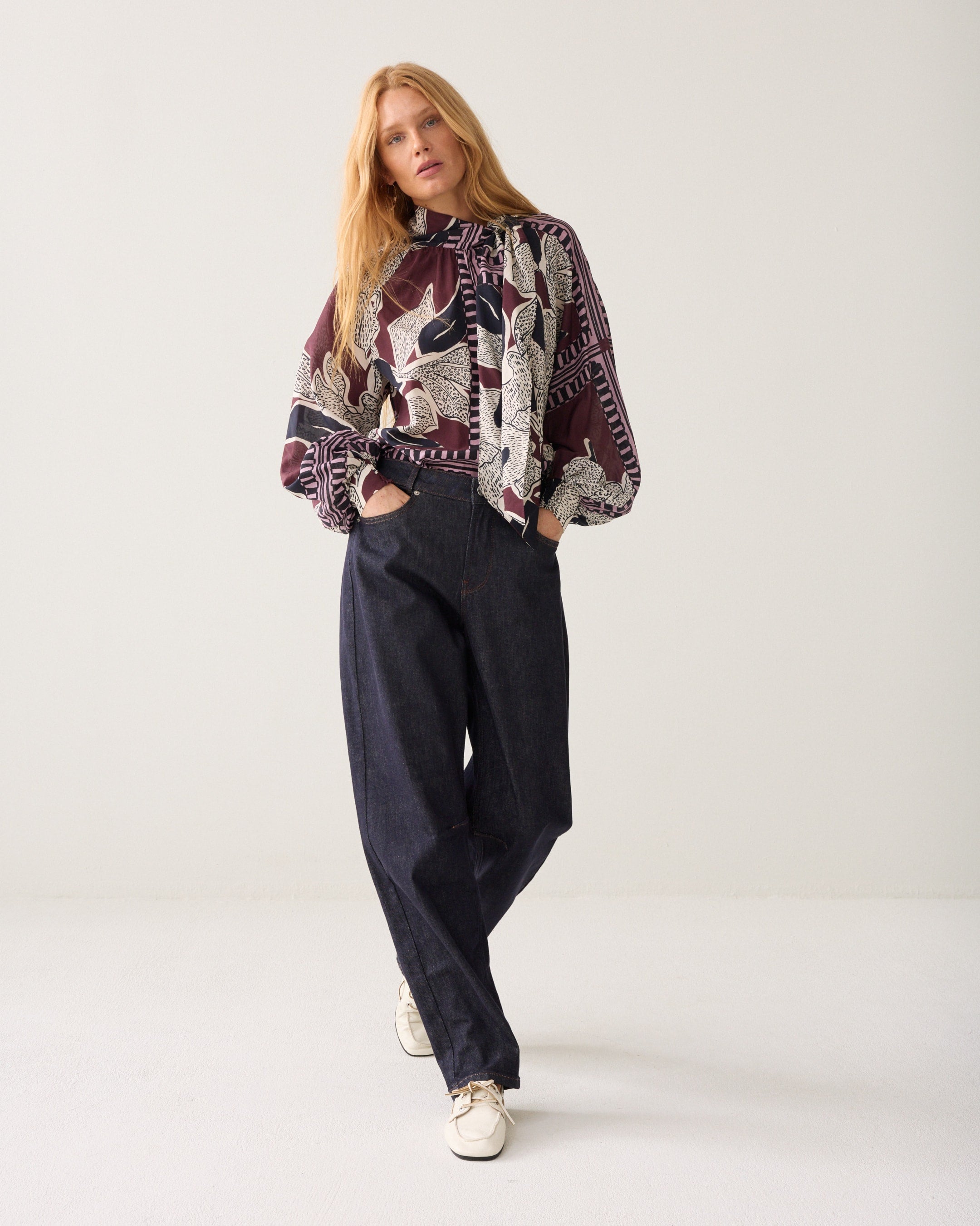 Mulitcolour Tie Neck Blouse - 2s3553