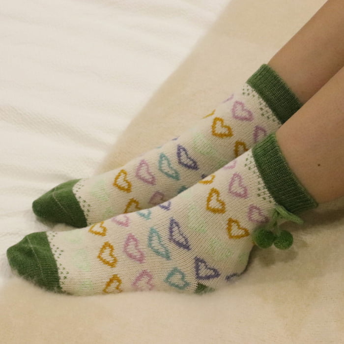 Maddie Heart Socks Green - 3011021