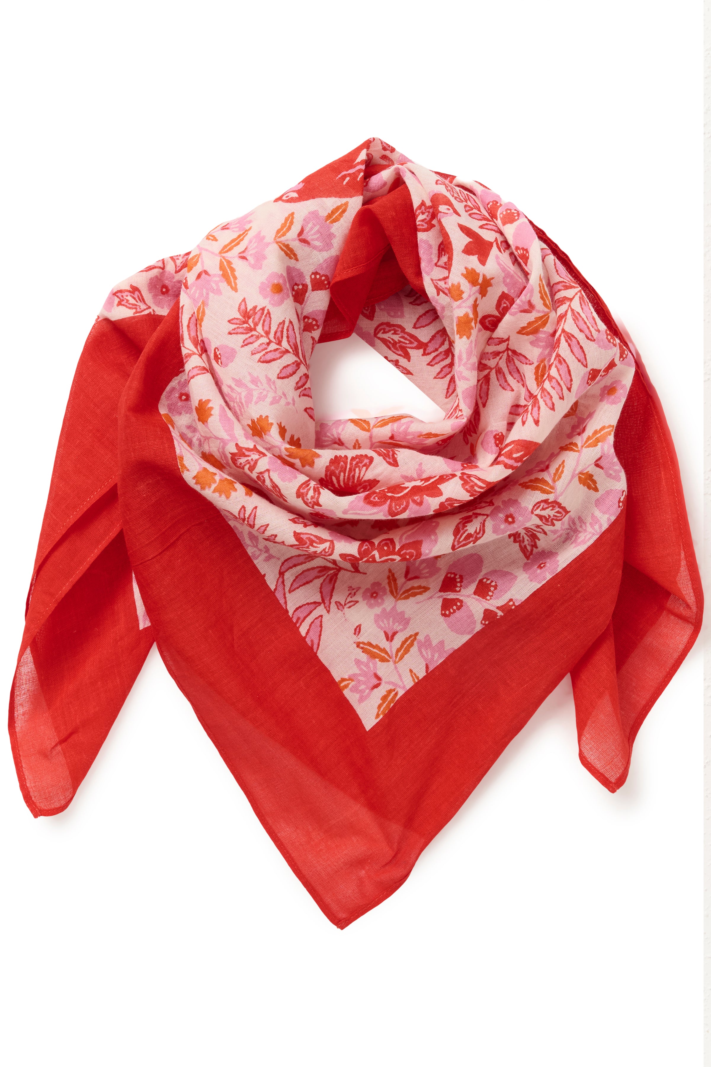 Phil Poppy Red Bird Square Scarf - 30309304