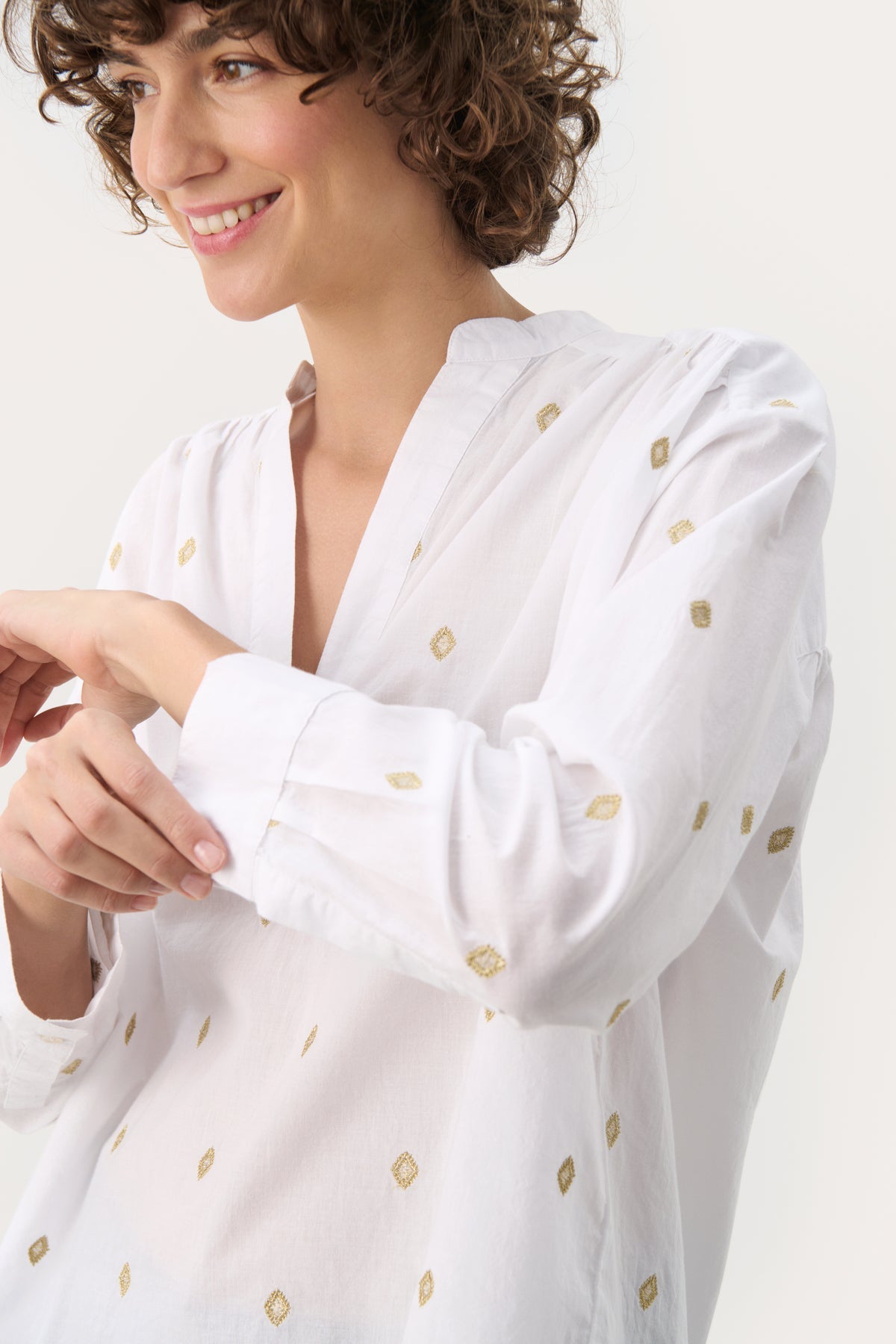 Natale White & Gold Blouse - 30309450