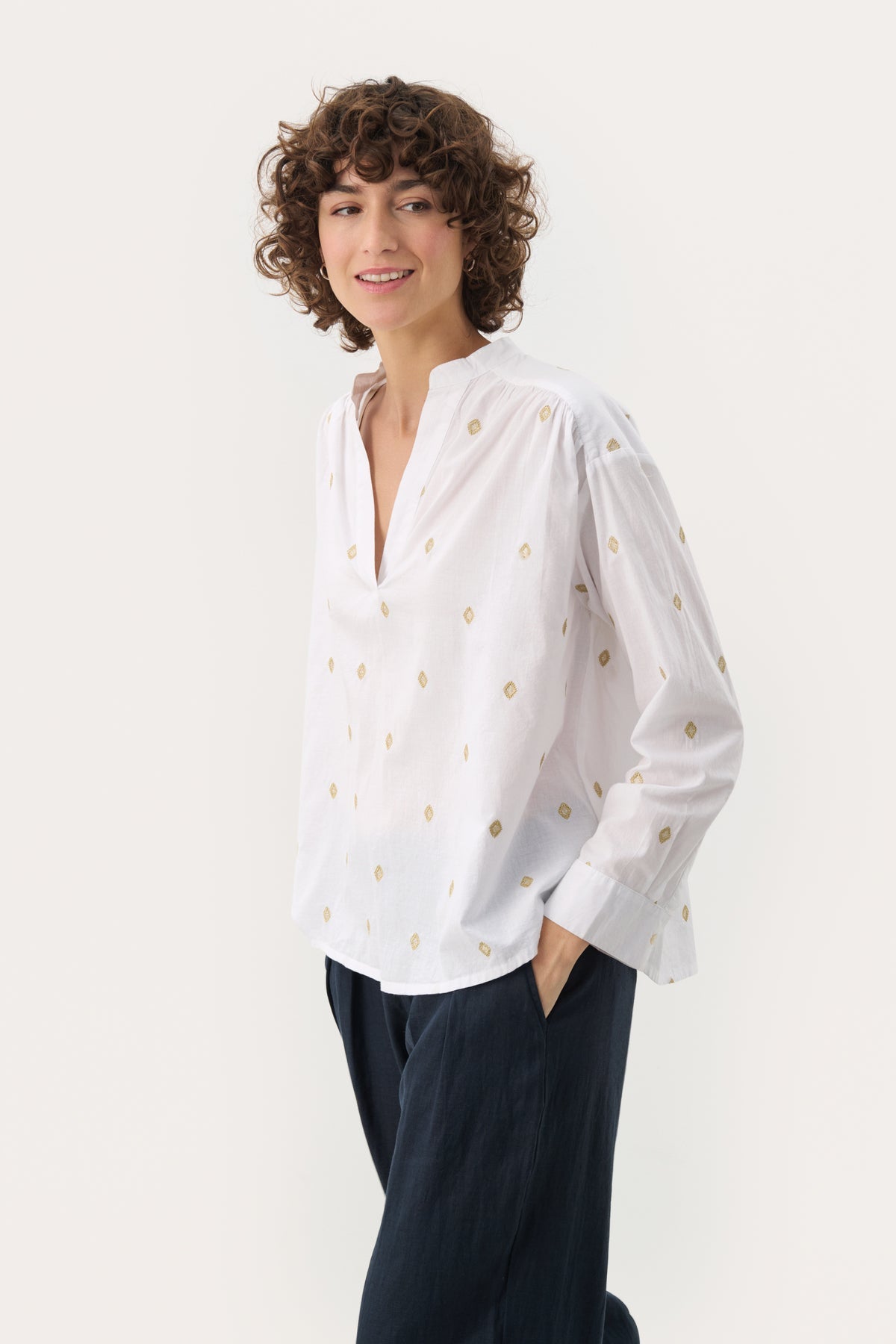 Natale White & Gold Blouse - 30309450