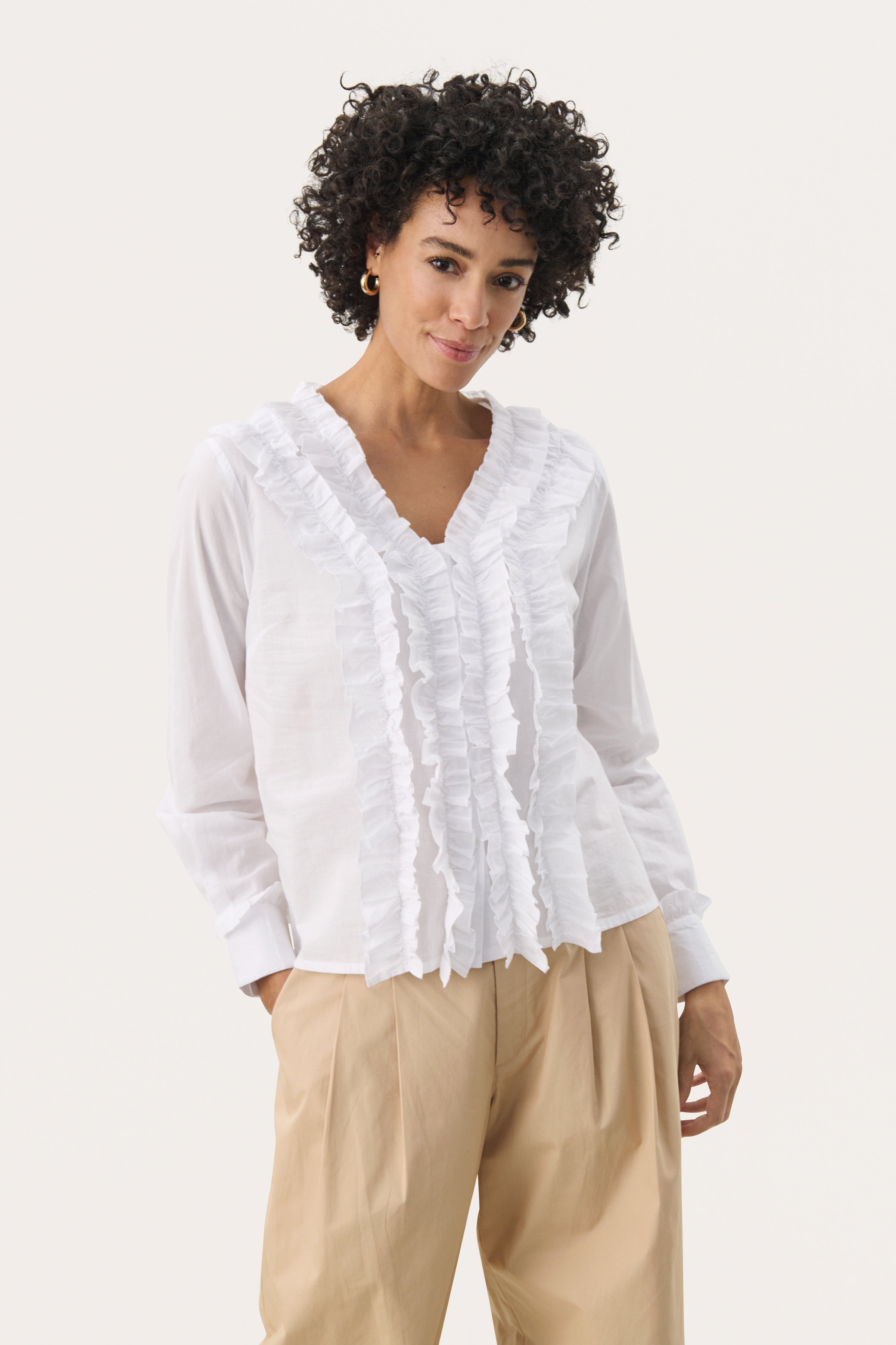 Noella White Ruffle Shirt - 30309562