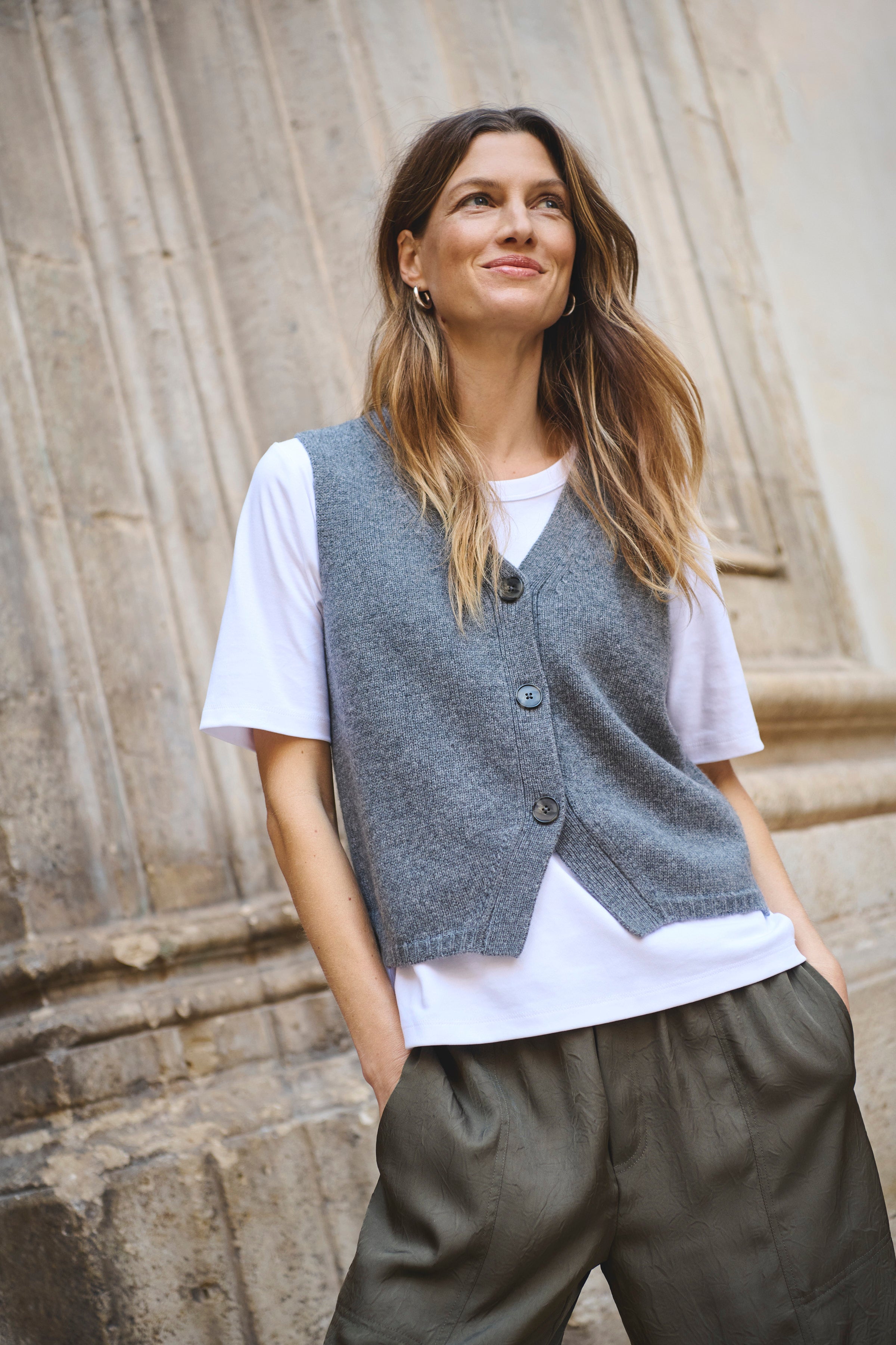 Sylva Grey Knit Waistcoat - 30310052