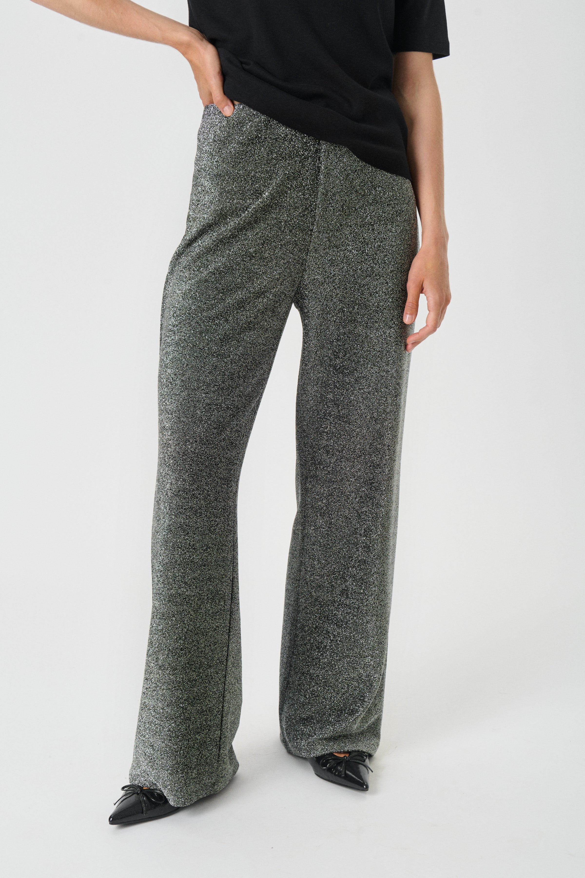 Black Shimmer Vibekke Pants - 30310271