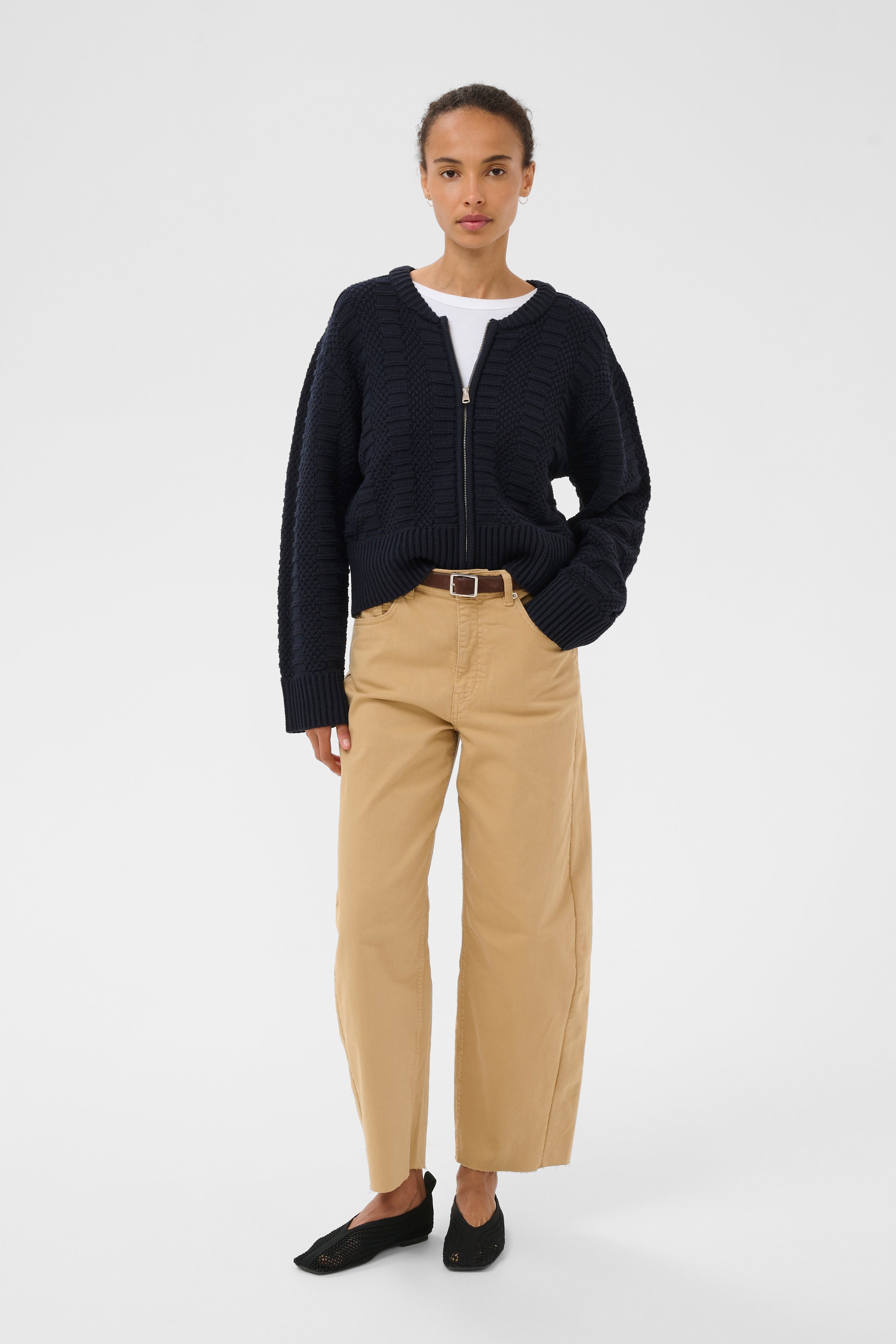 Shop Part Two Aniela Dark Navy Zip Cardigan - 30310397 | Vanity Fair