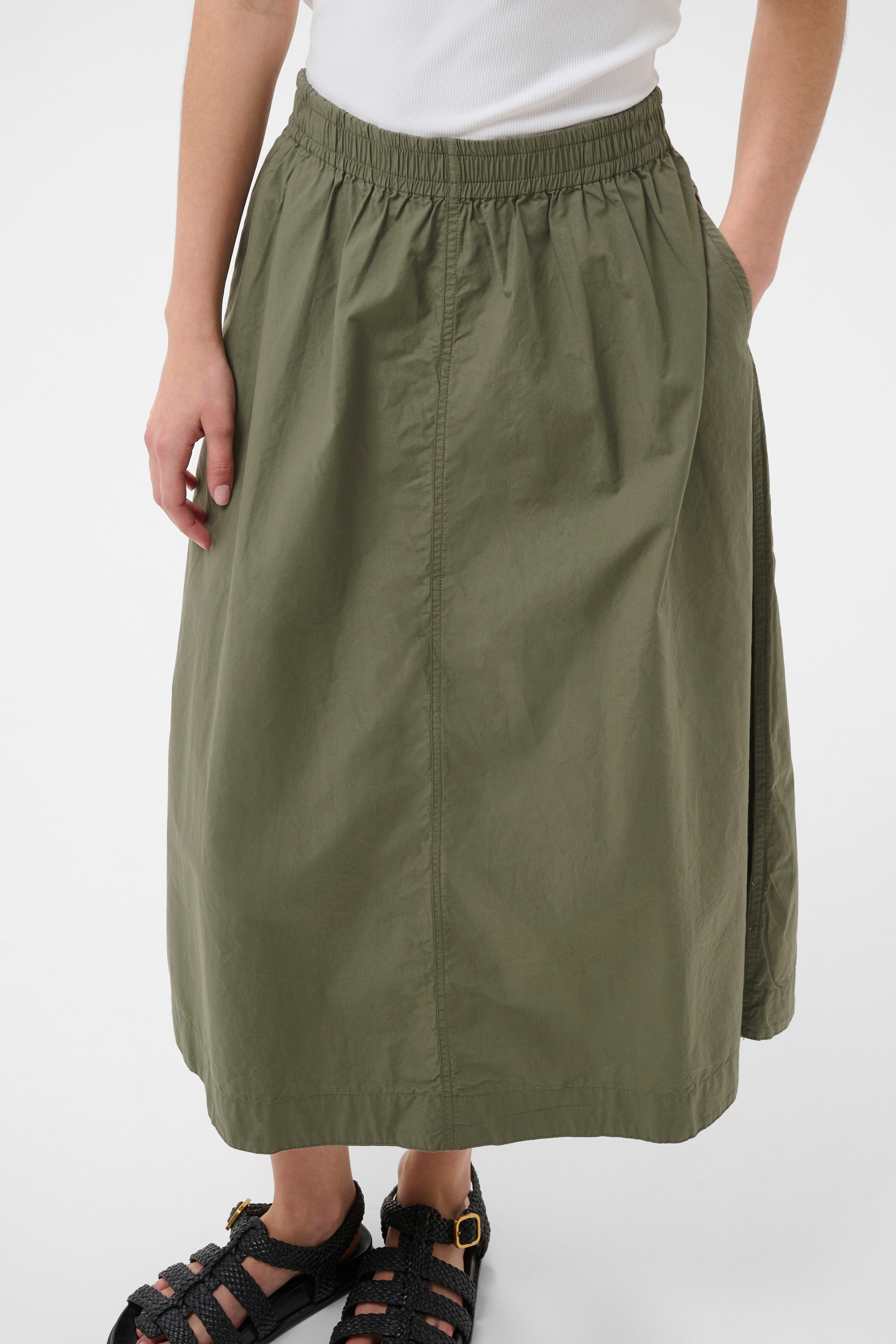 Asmina Smokey Olive Cotton Skirt - 30310408