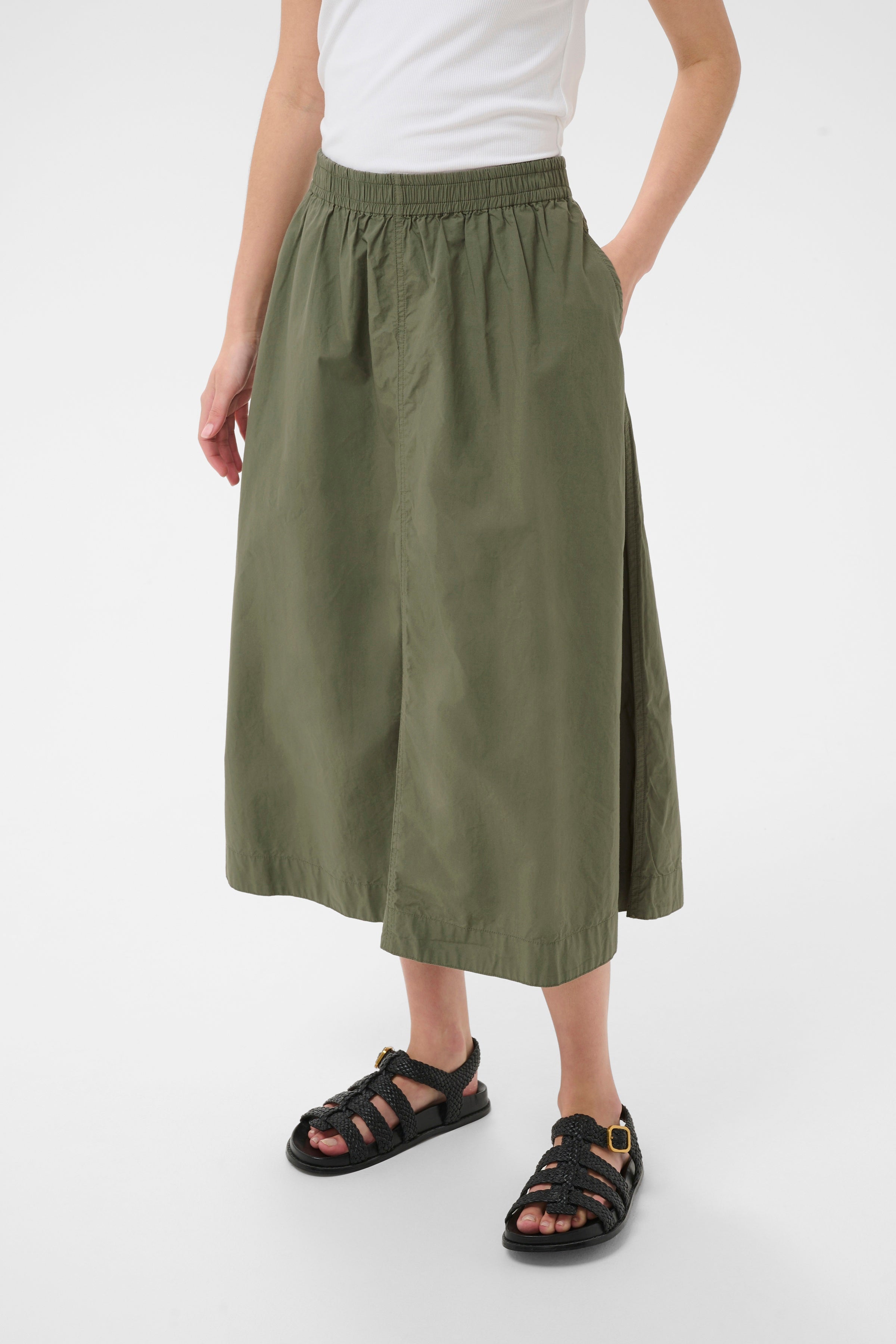 Asmina Smokey Olive Cotton Skirt - 30310408