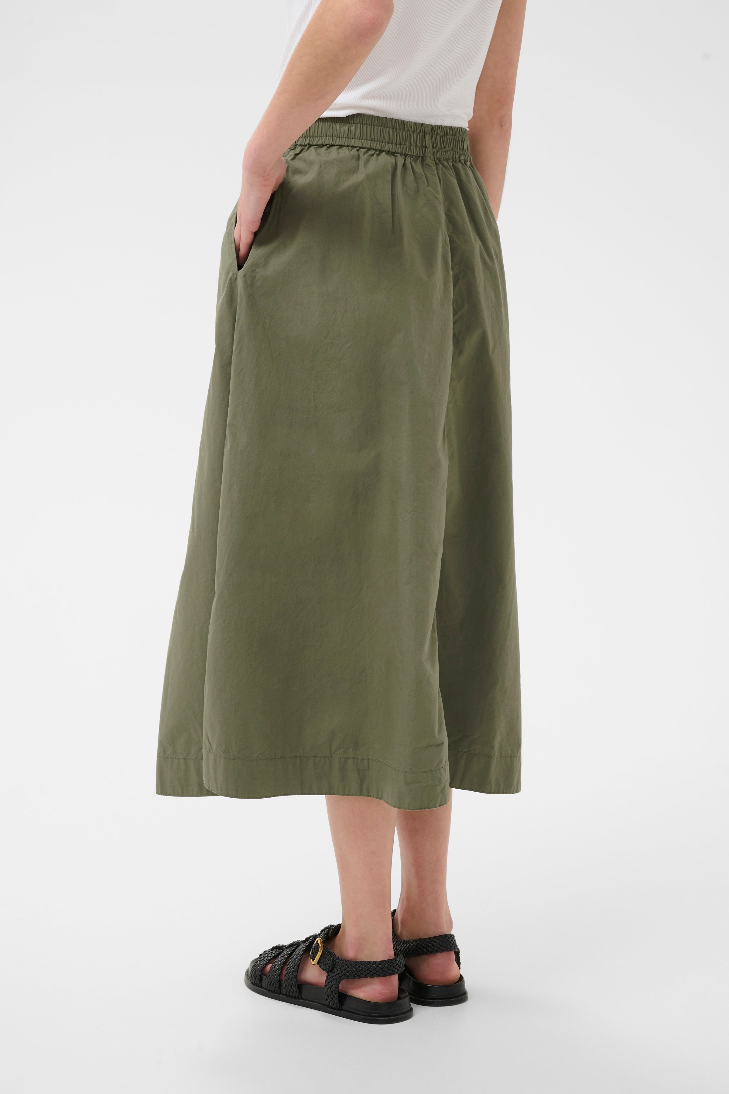 Asmina Smokey Olive Cotton Skirt - 30310408