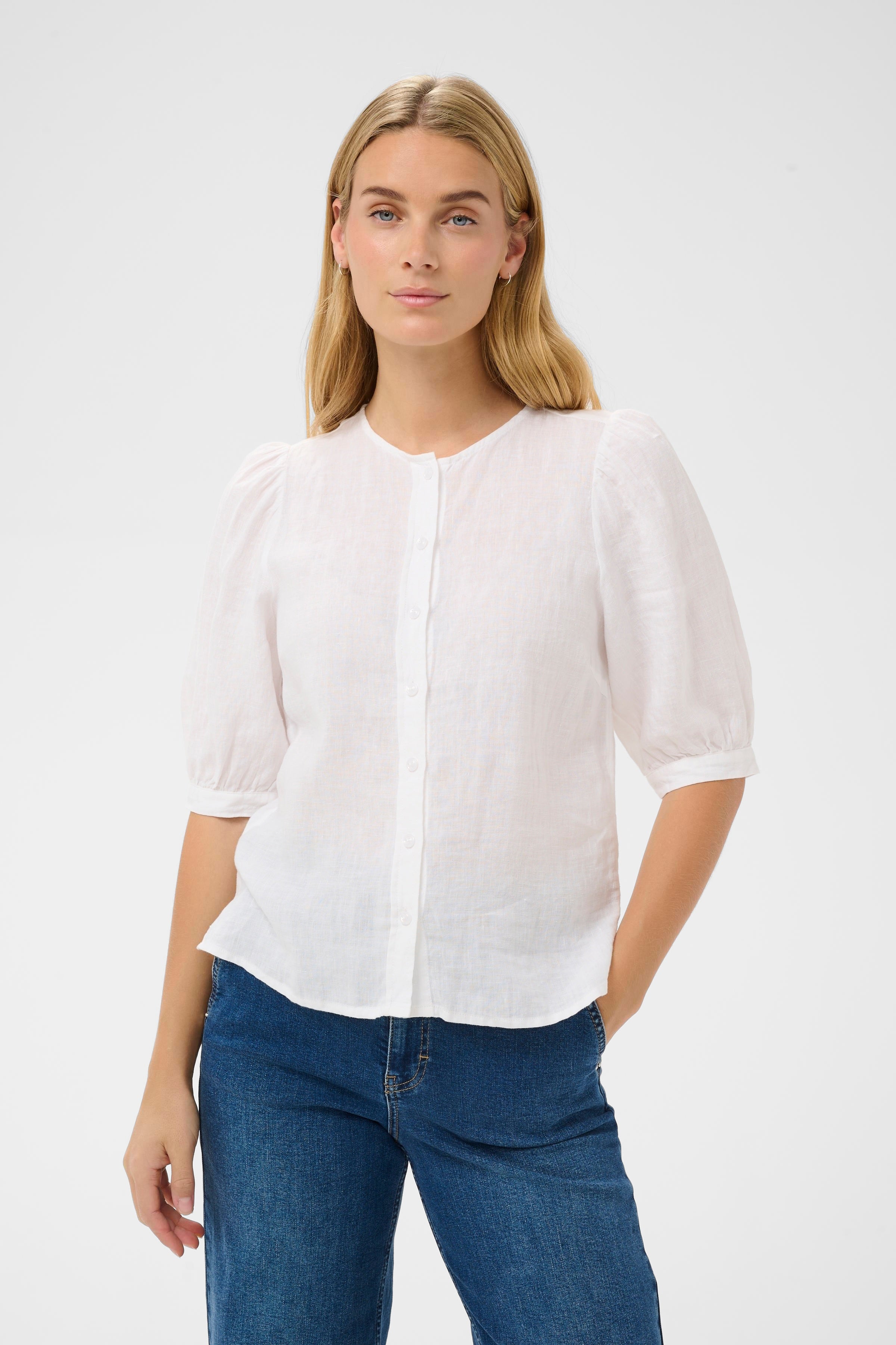 Azra White Linen Shirt - 30310416