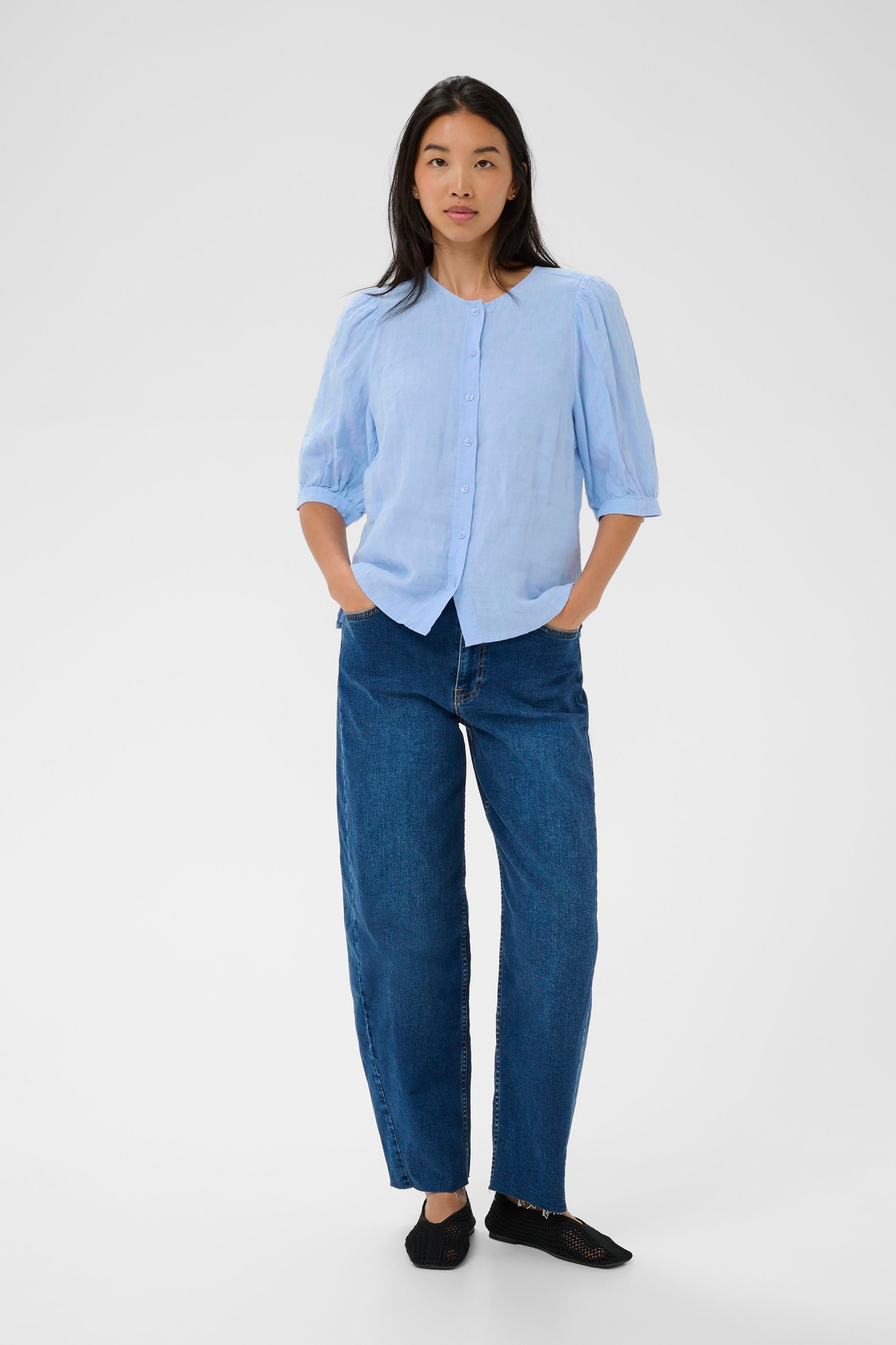 Azra Serenity Blue Linen Shirt - 30310416