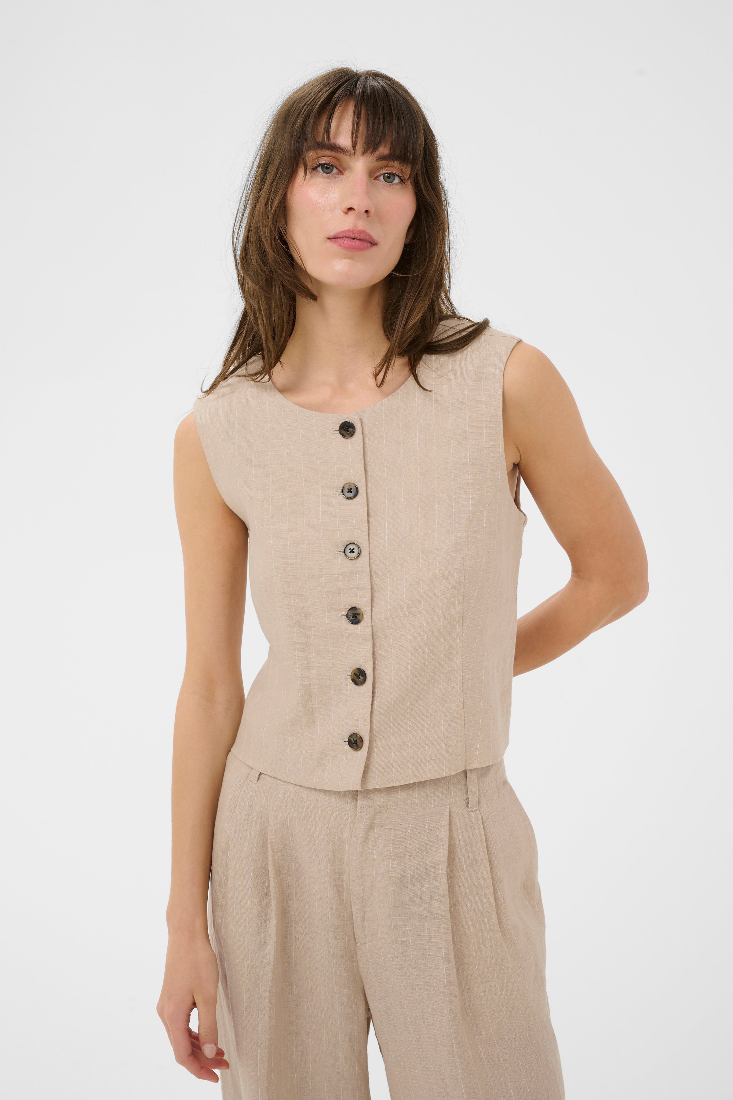 Azania Neutral Pinstripe Waistcoat - 30310487