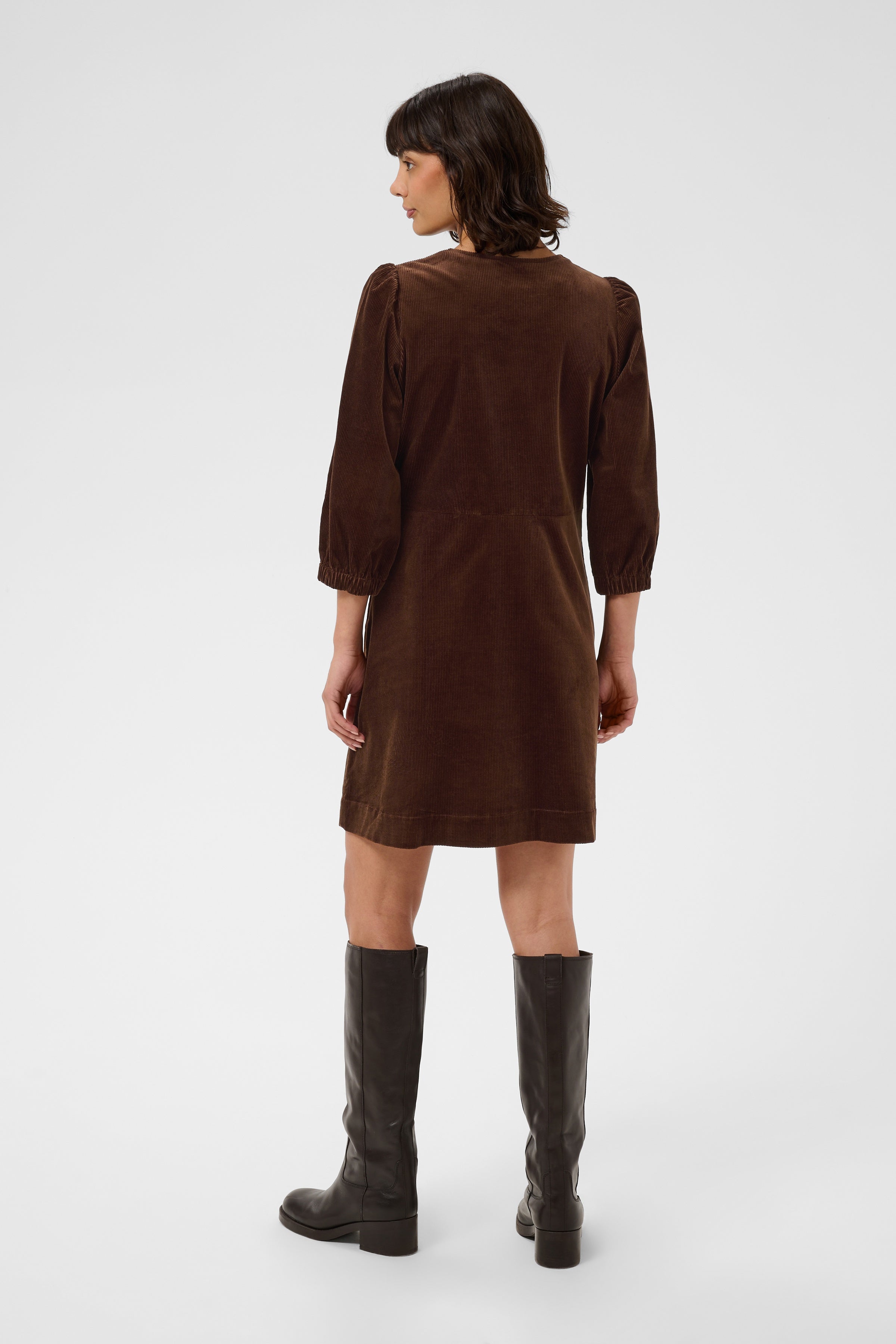 Corinna Brown Cord Zip Dress - 30310797