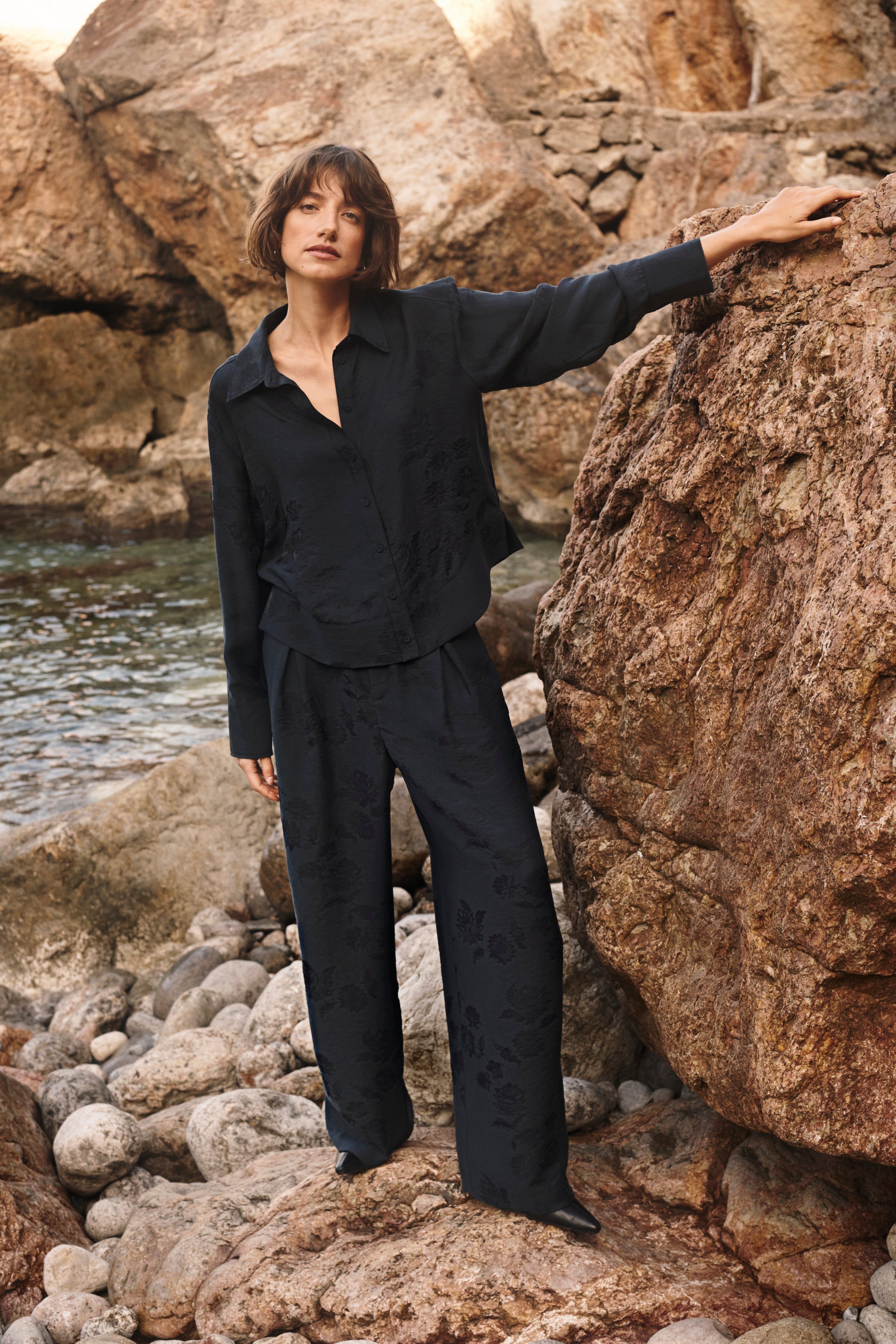 Cathleen Dark Navy Flower Trousers - 30310855
