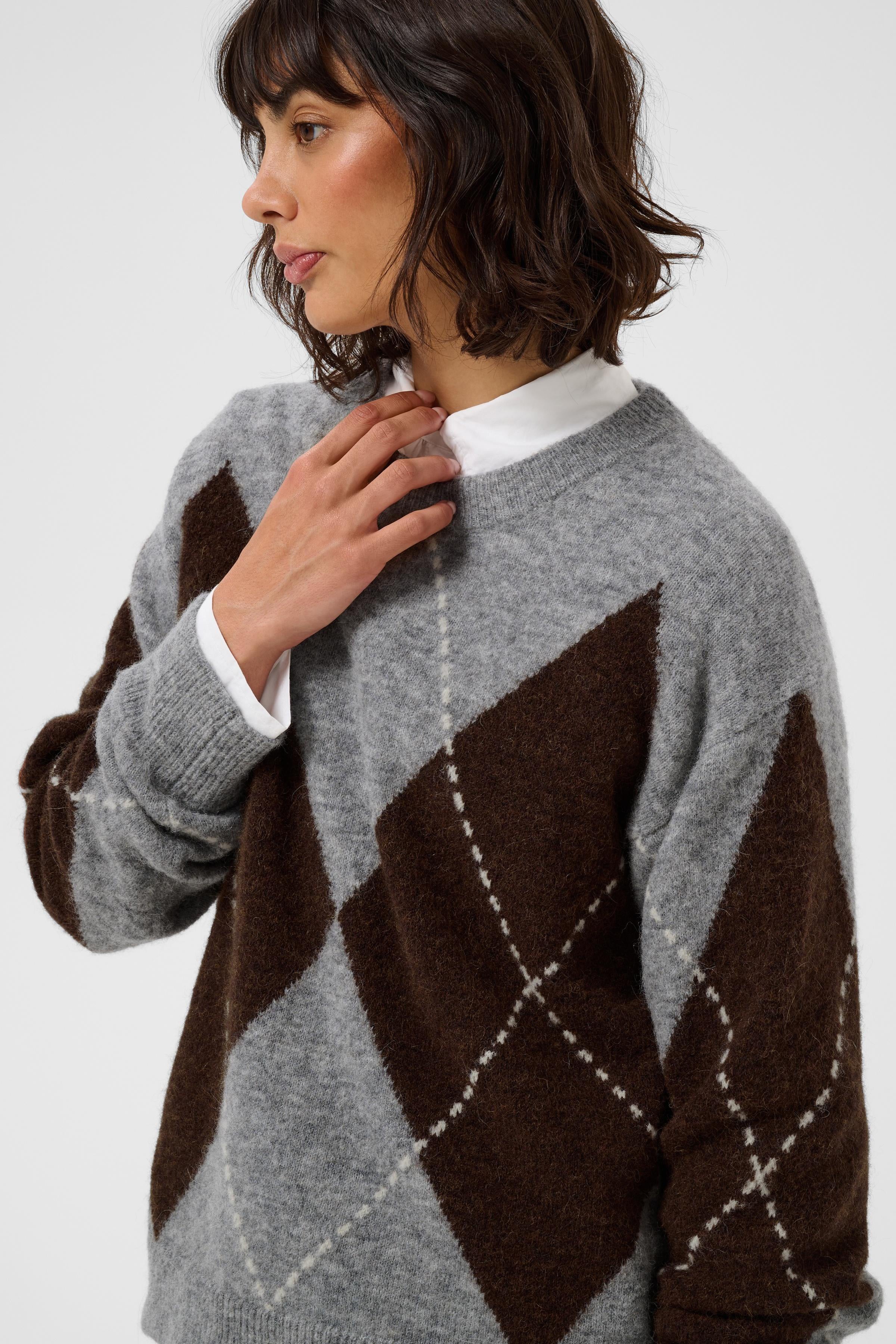 Sorayas Brown/Grey Argyle Jumper - 30311013