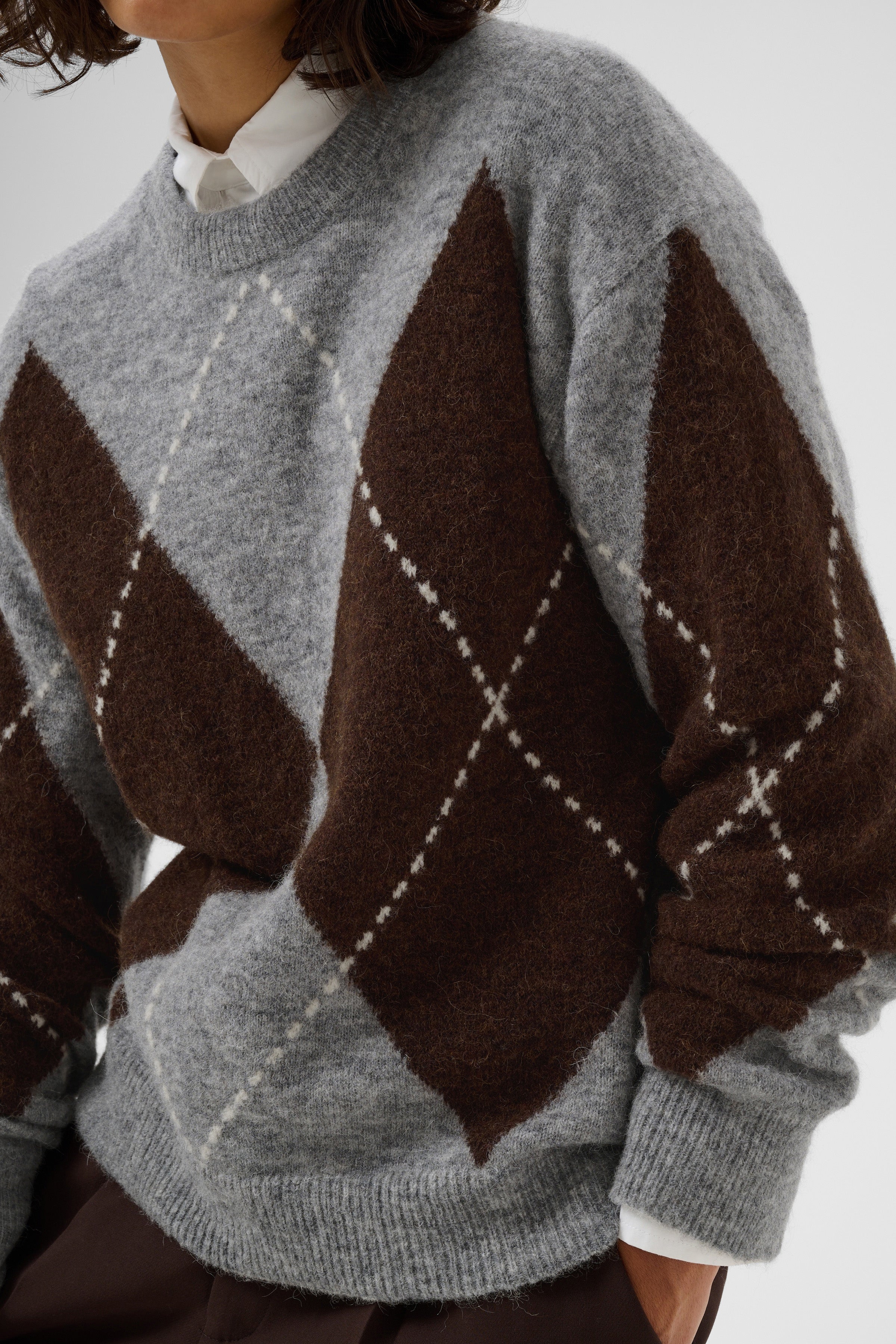 Sorayas Brown/Grey Argyle Jumper - 30311013