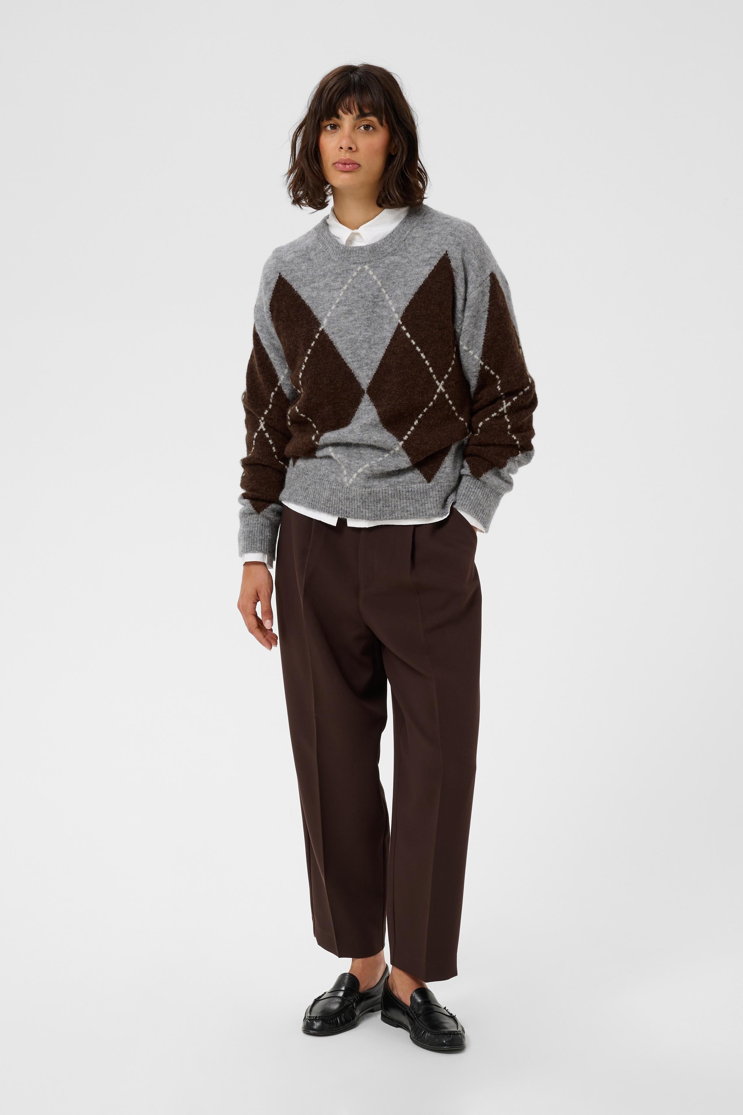 Sorayas Brown/Grey Argyle Jumper - 30311013