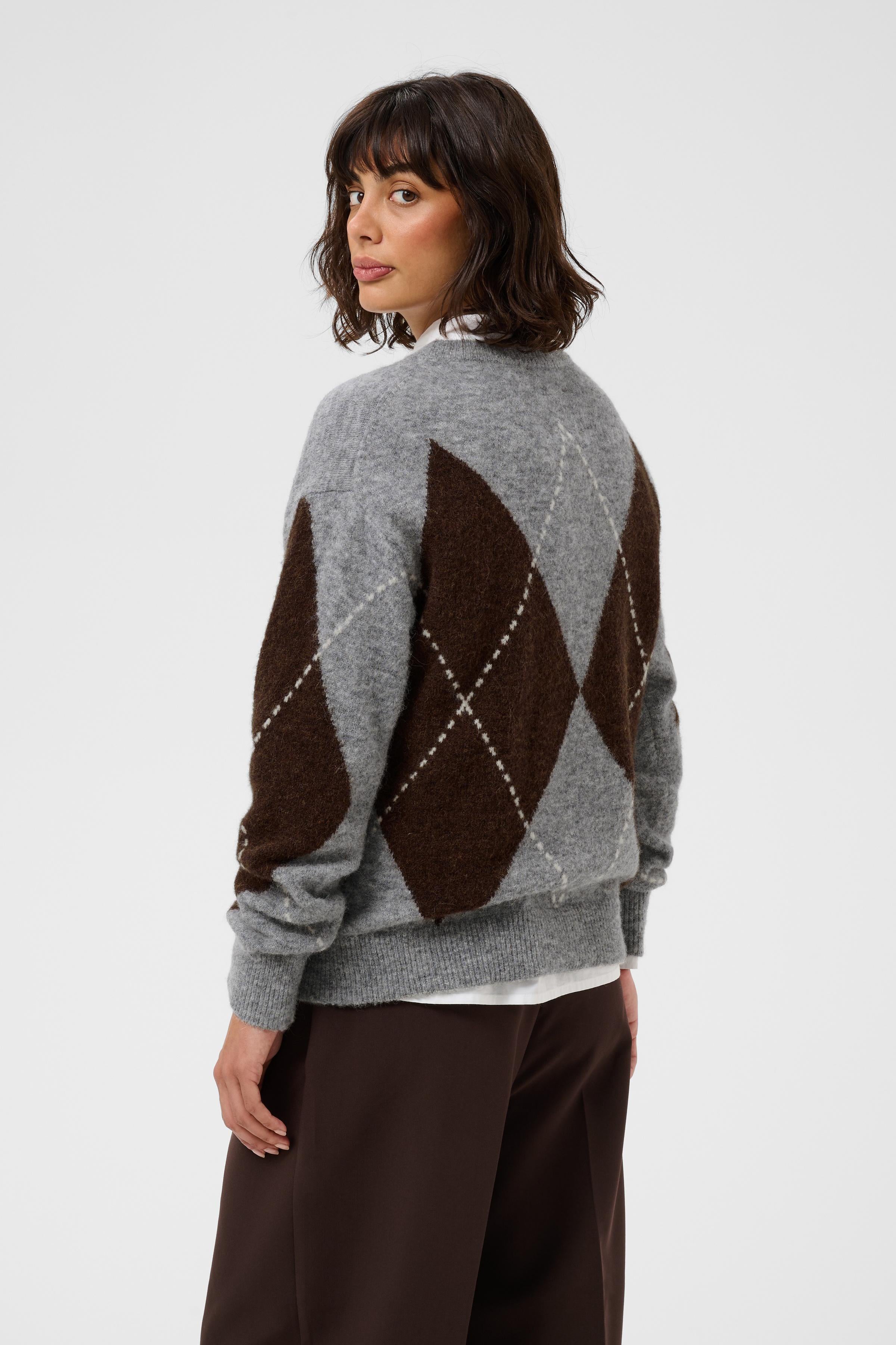 Sorayas Brown/Grey Argyle Jumper - 30311013