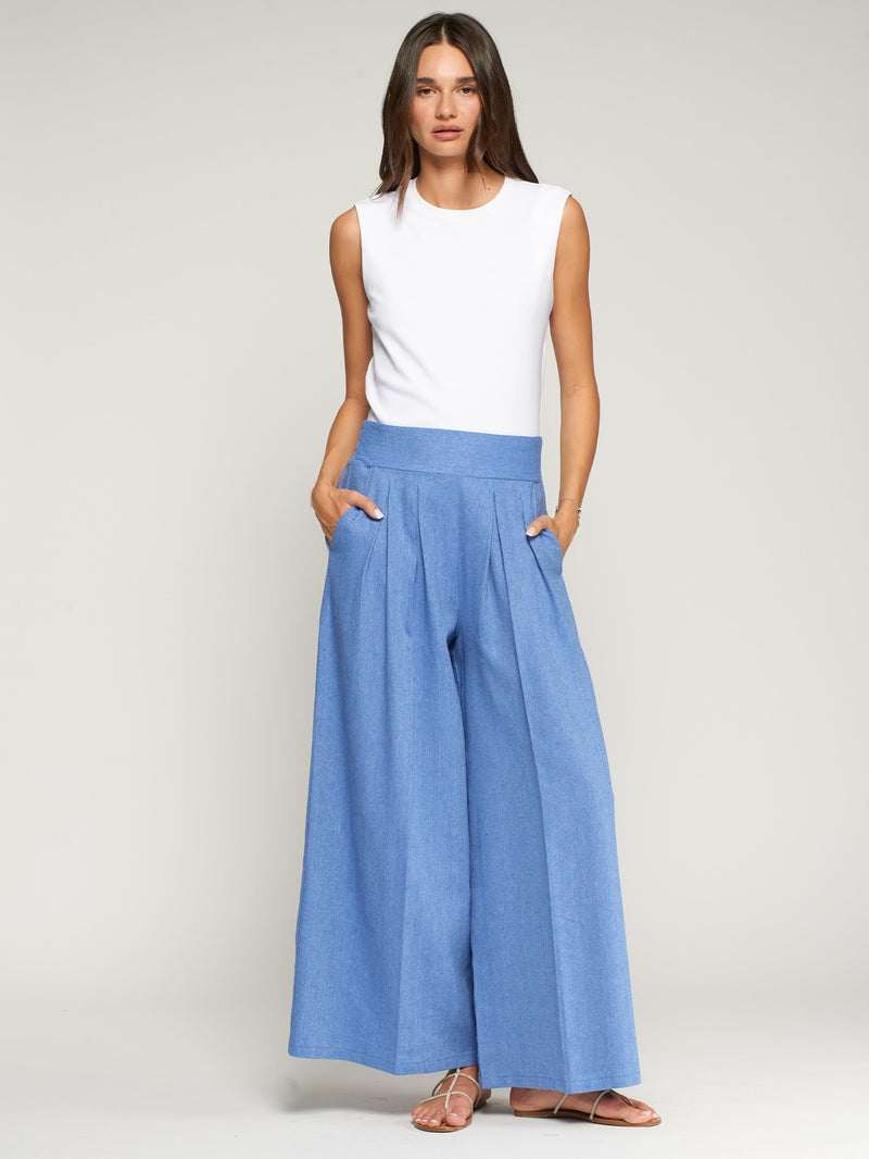 Blue Wide Leg Trousers - 33387