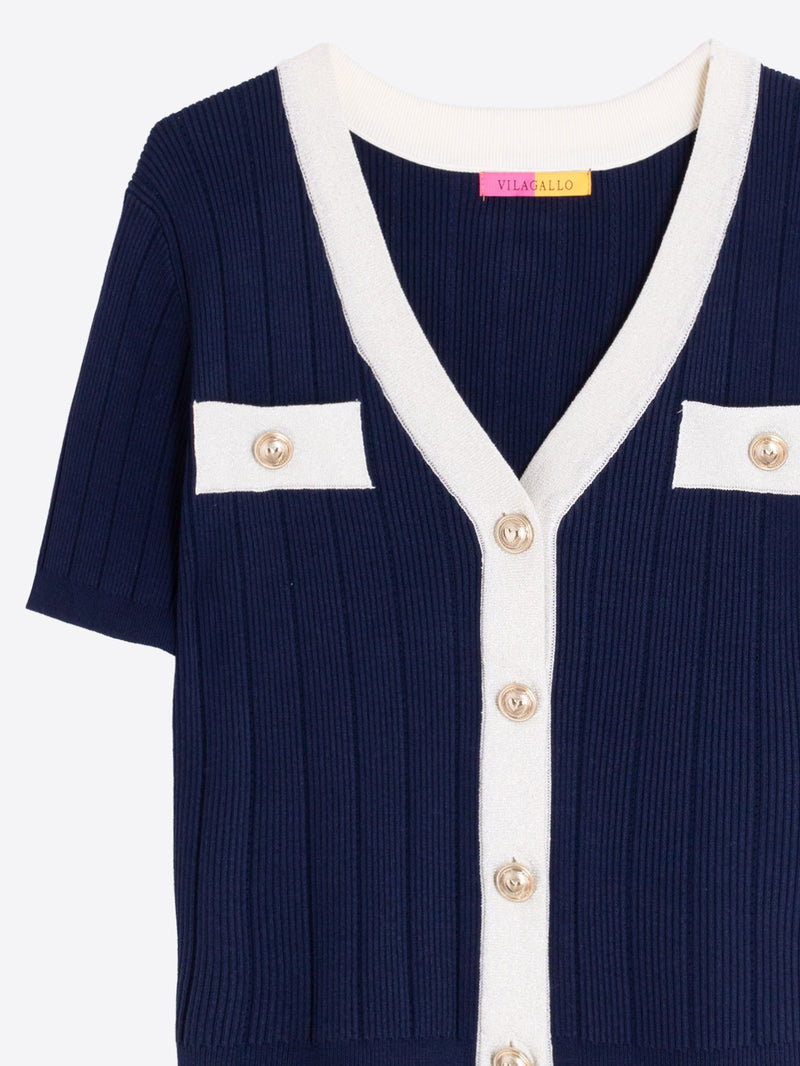 Navy Short Sleeve Cardigan - 33474