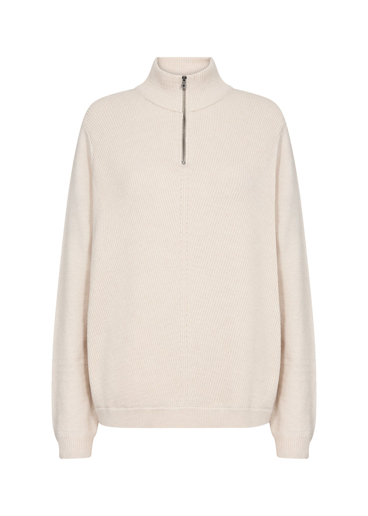 Kanita 15 Cream Mel. Zip Pullover - 33544