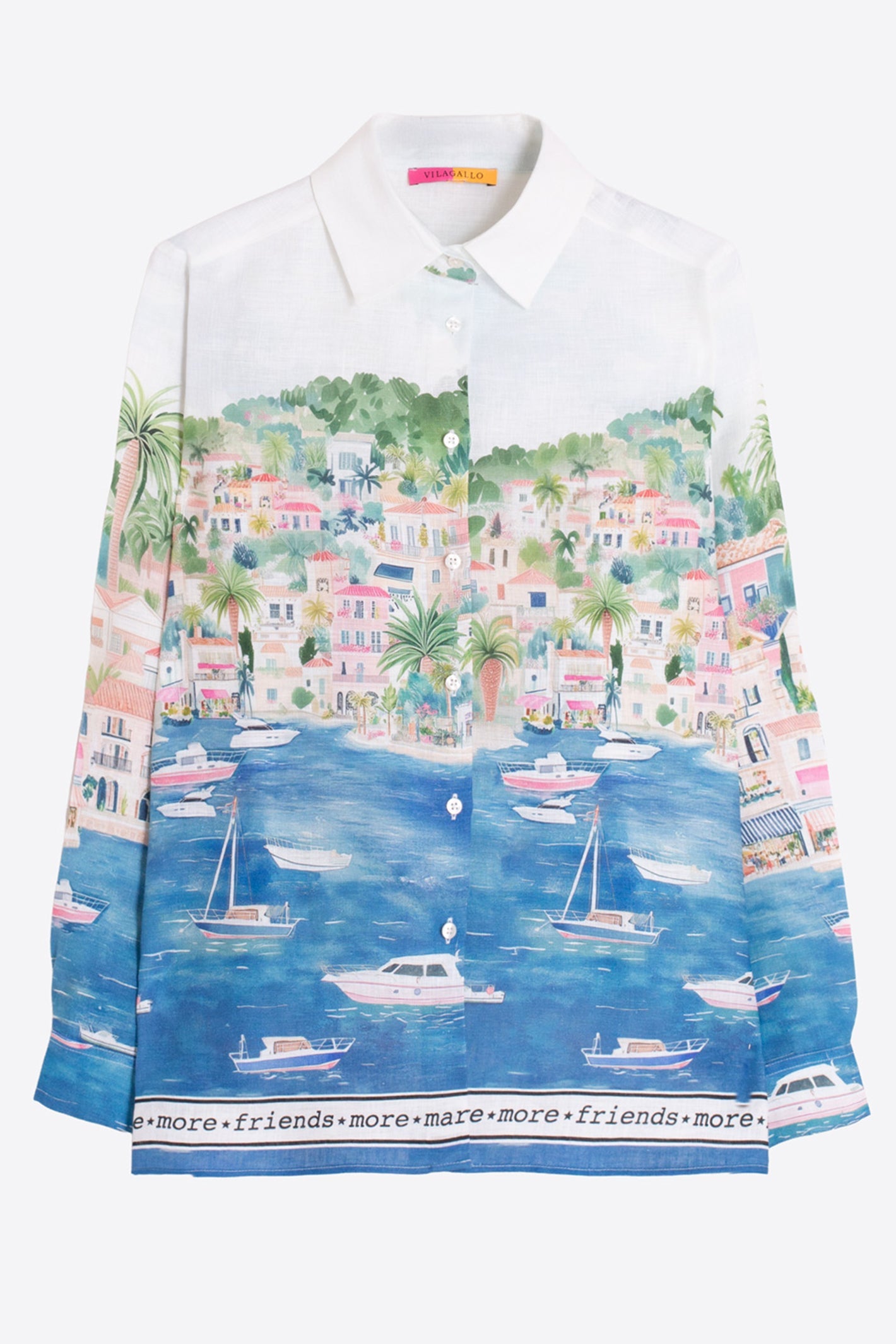 Coastal Print Linen Shirt - 33566