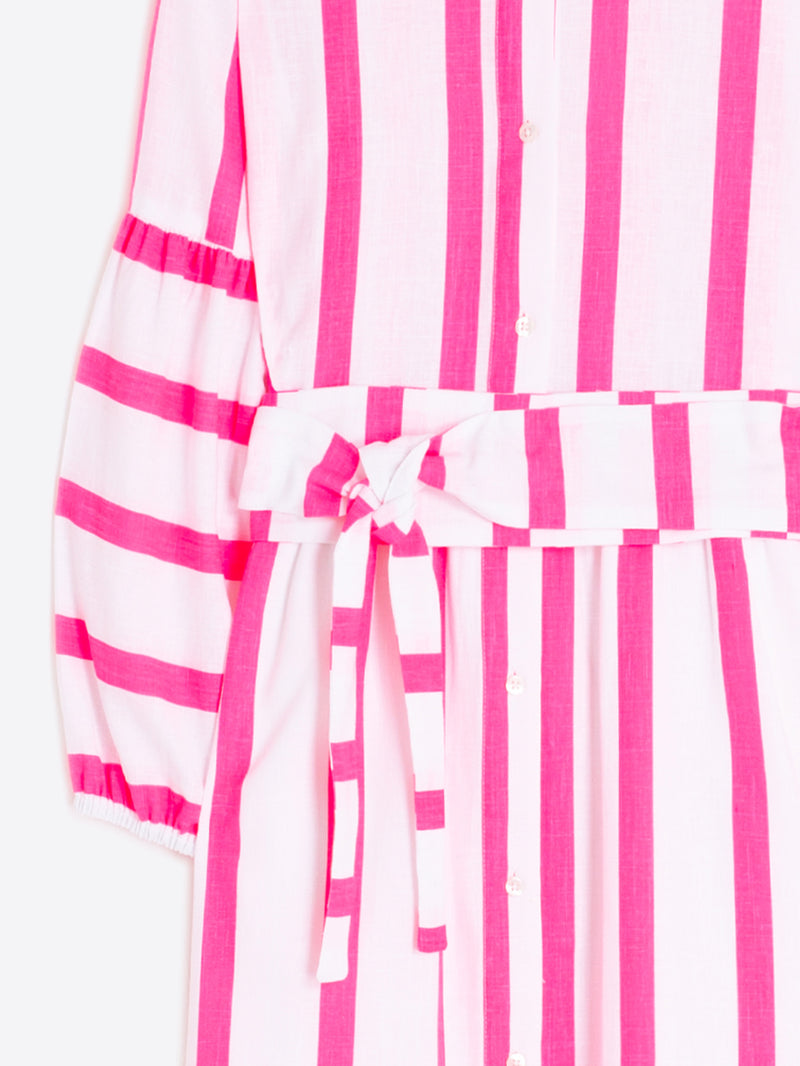 Neon Pink Striped Dress - 33576