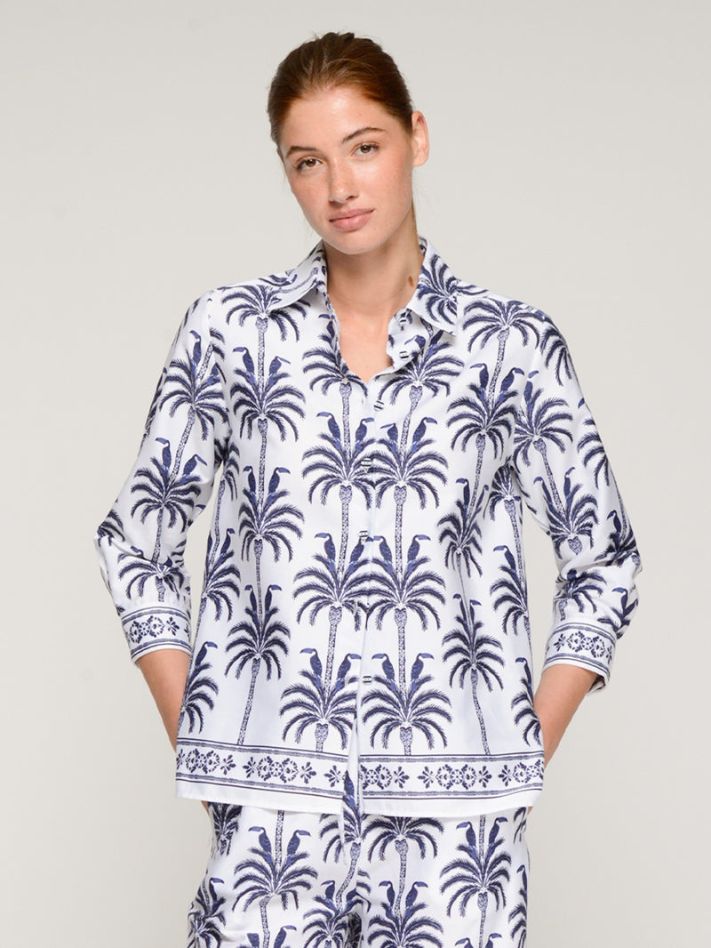 Blue Palm Tree Print Shirt - 33590