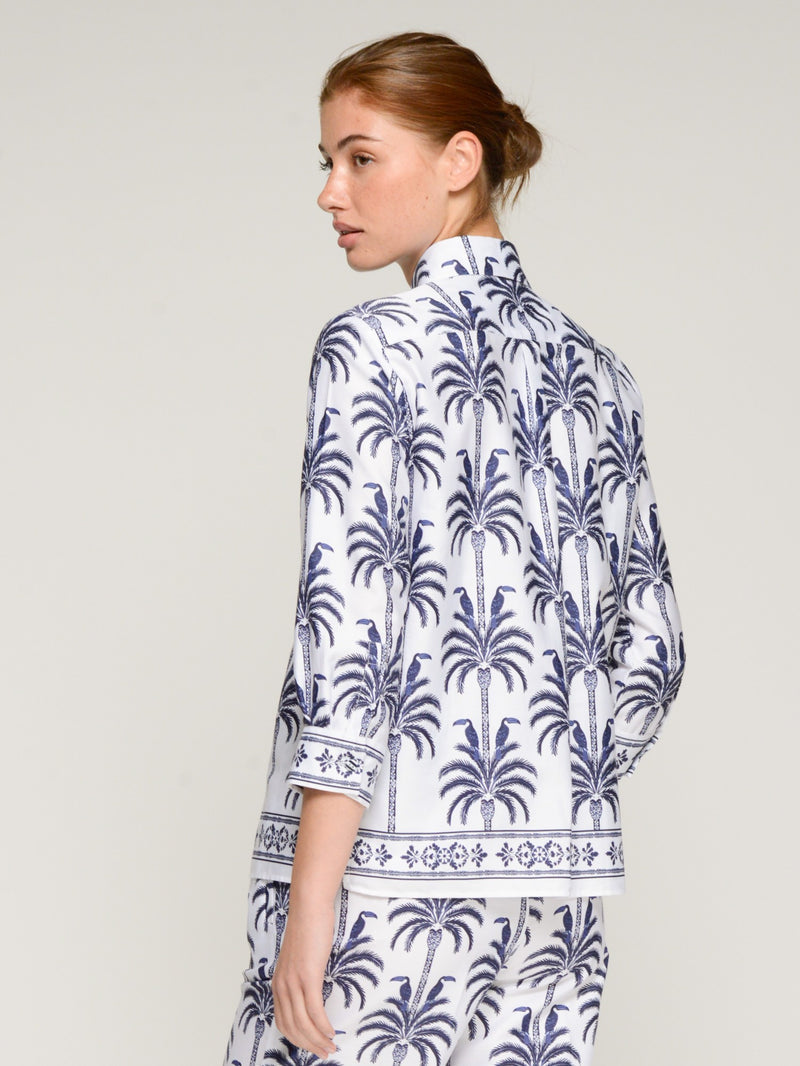 Blue Palm Tree Print Shirt - 33590
