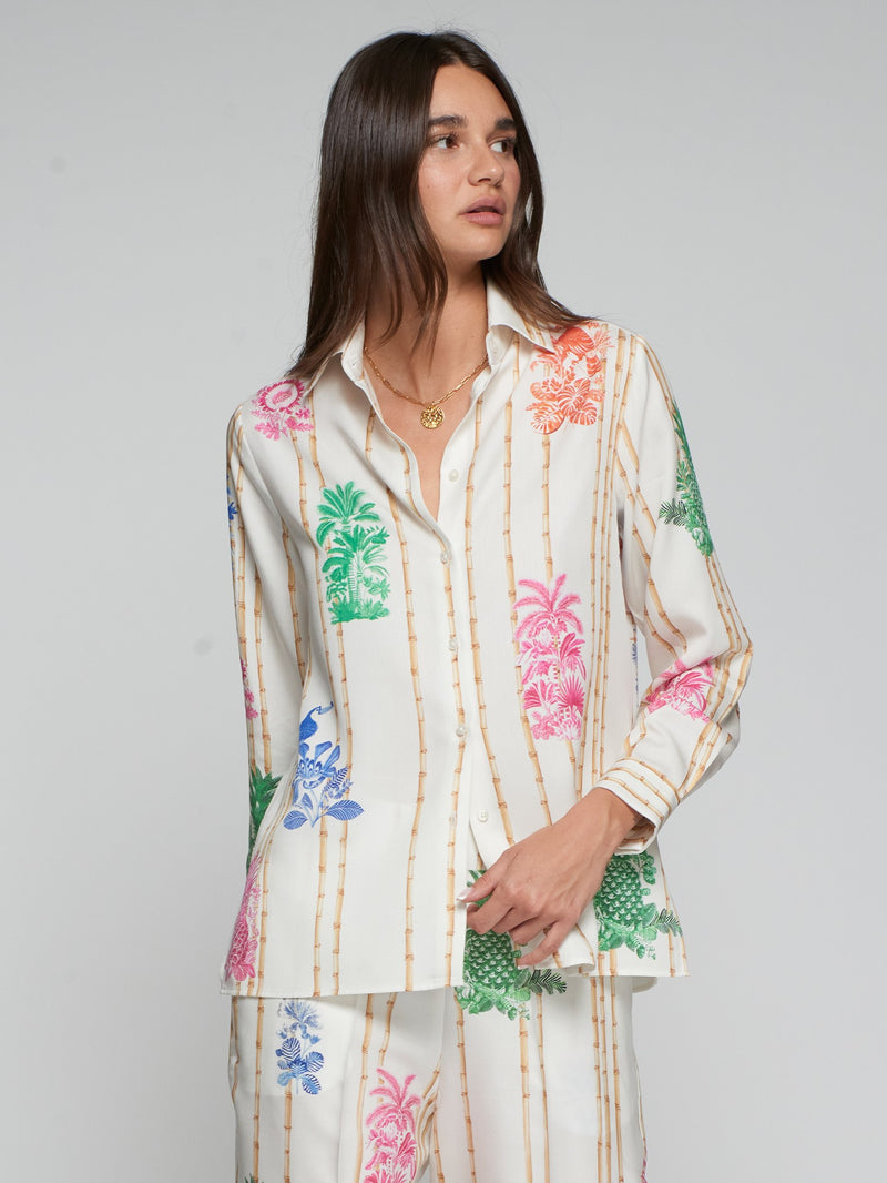 Bamboo & Tropical Motif Shirt - 33647