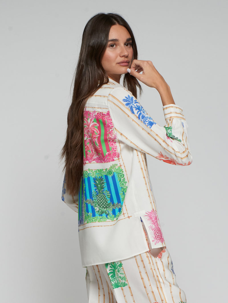Bamboo & Tropical Motif Shirt - 33647