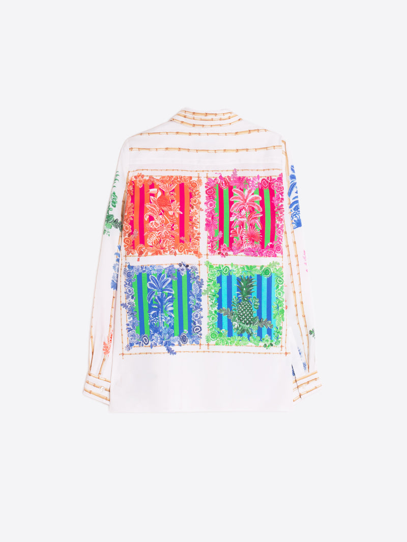 Bamboo & Tropical Motif Shirt - 33647