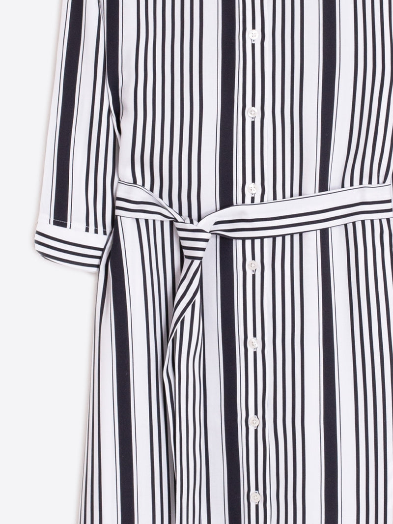 Black Striped Shirt Dress - 33649