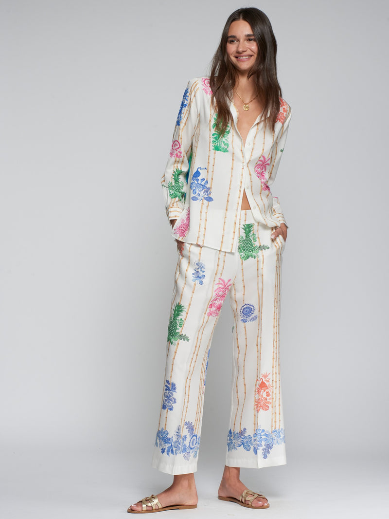 Bamboo & Tropical Motif Trousers - 33652