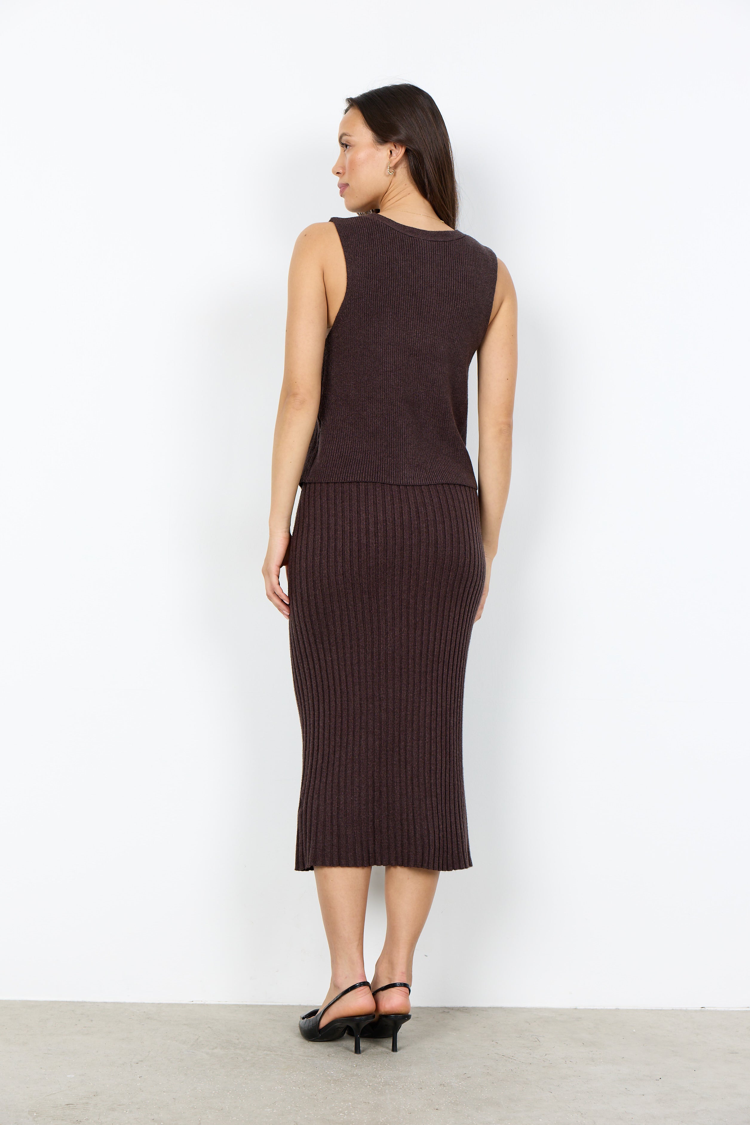 Kanita 23 Chocolate Plum Ribbed Skirt - 33693