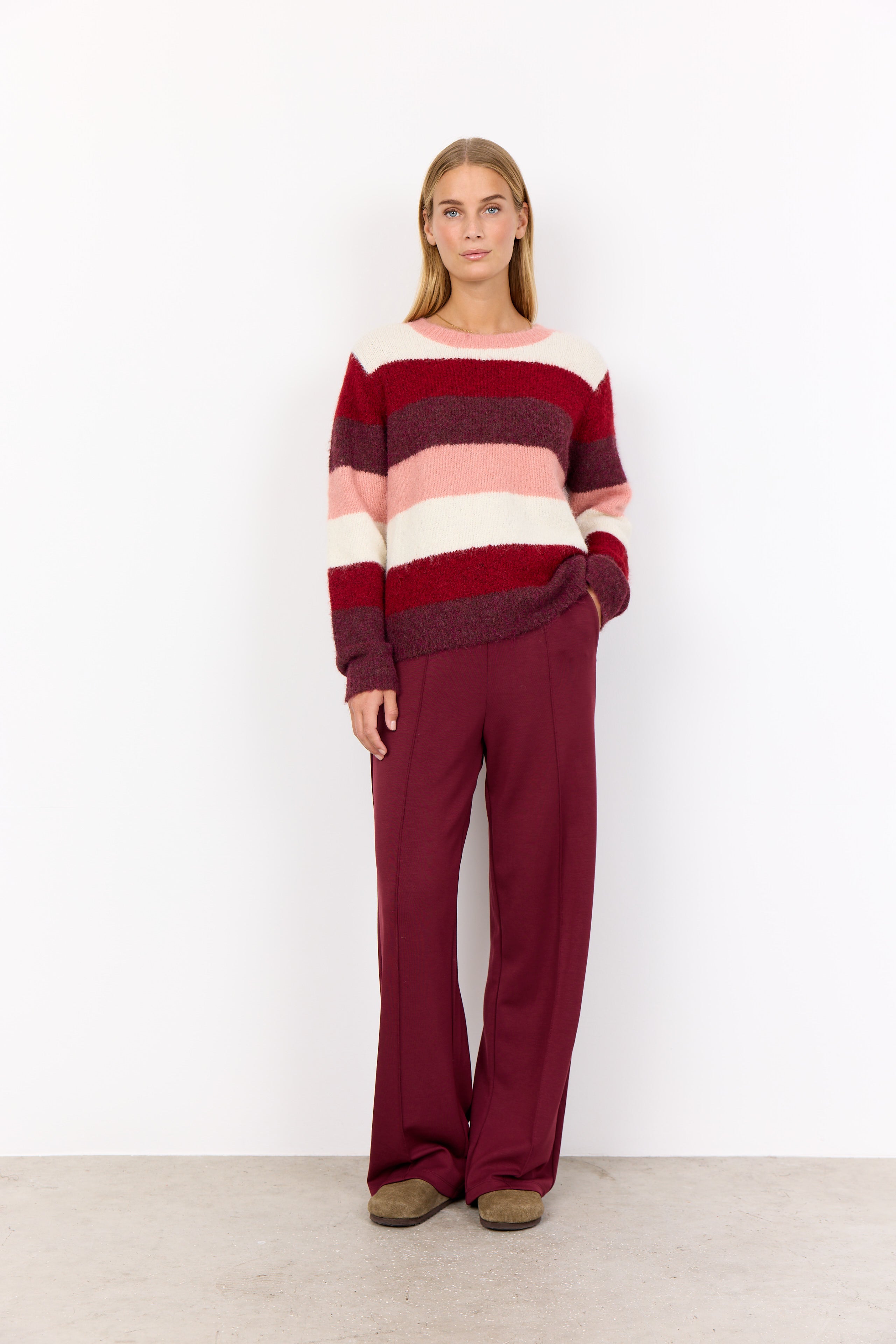 Ilene 3 Dark Red Stripe Sweater - 33709