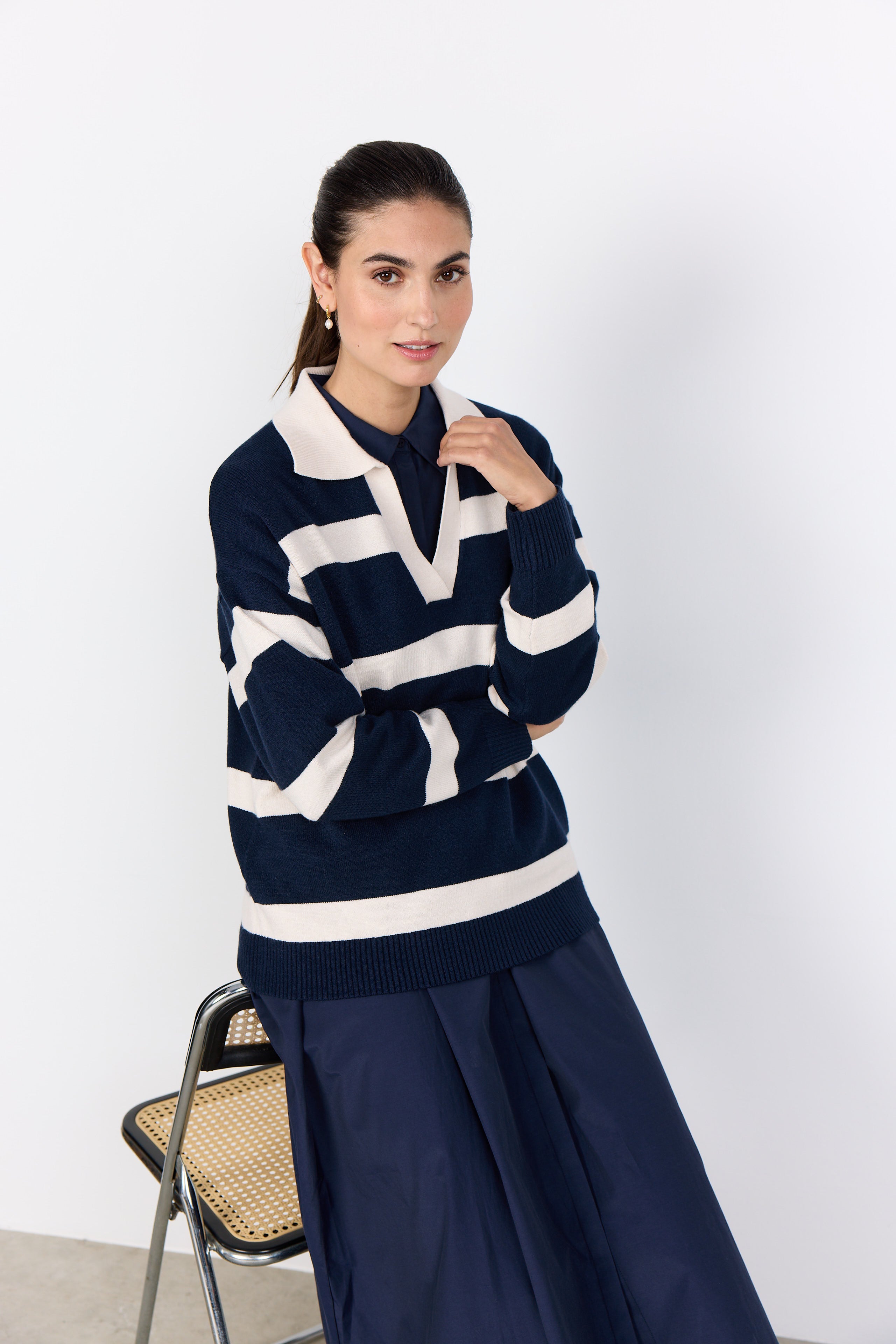 Kanita Stripe 32 Navy Sweater - 33768