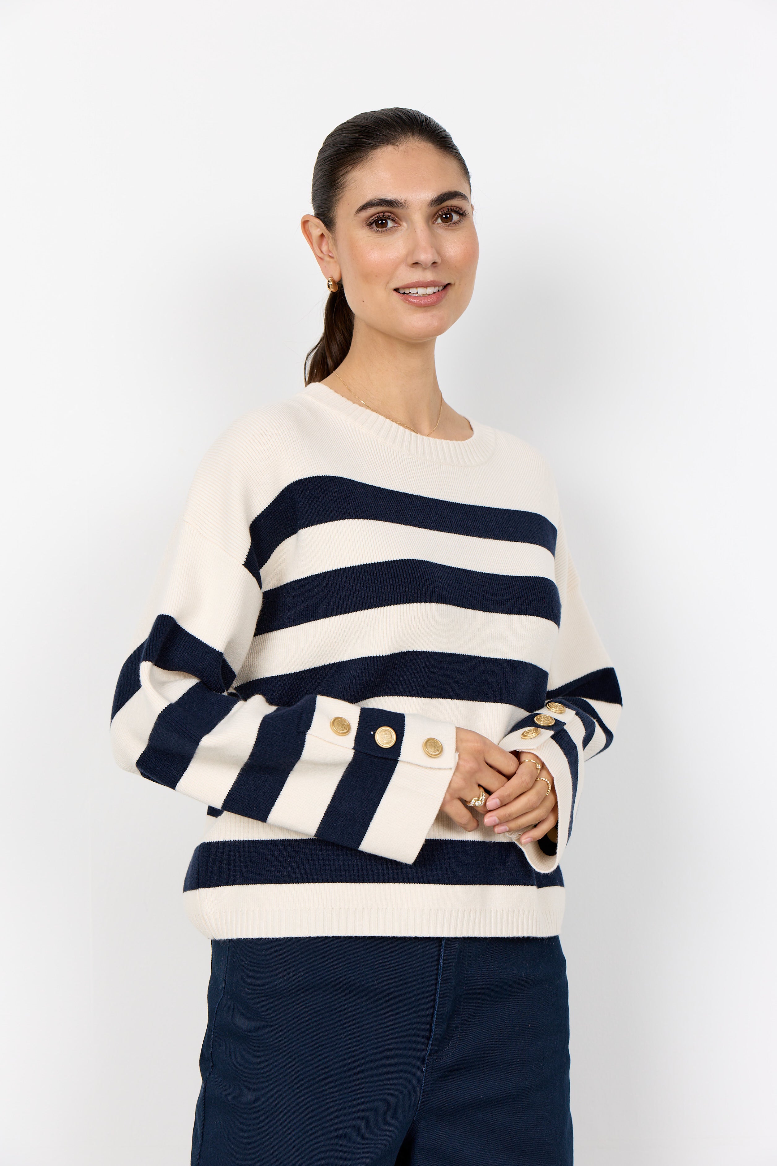 Kanita 36 Navy Stripe Sweater - 33798