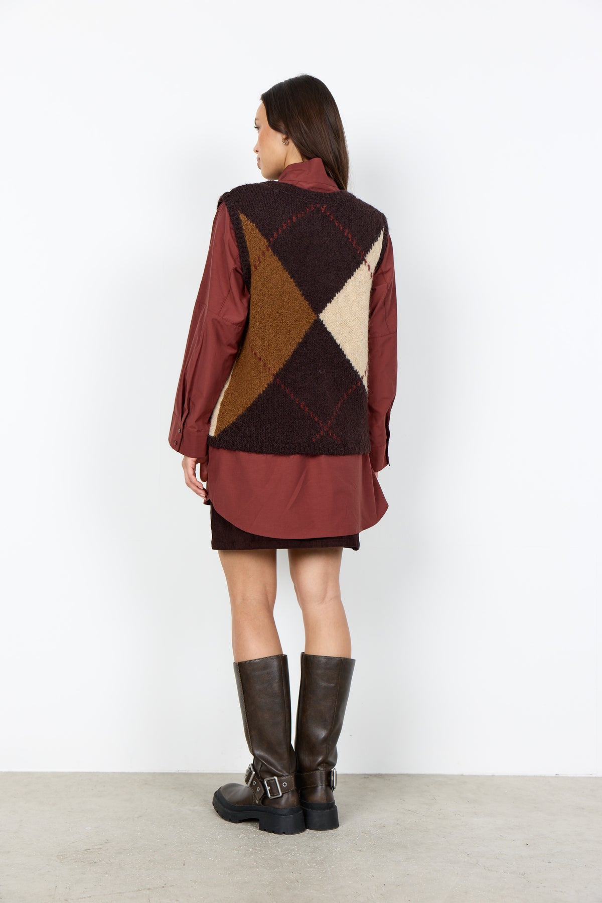 Hacer 1 Chocolate Plum Argyle Waistcoat - 33864