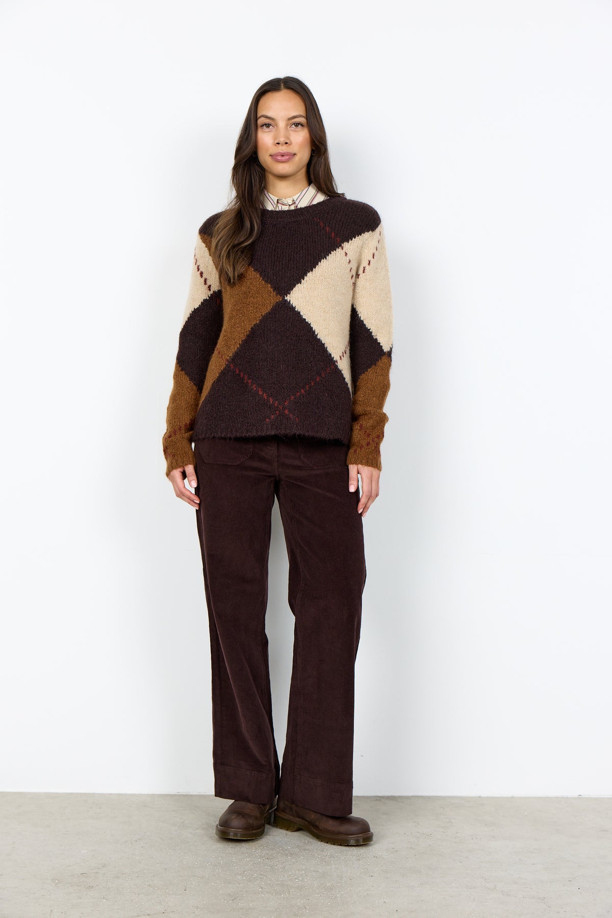 Hacer 2 Argyle Chocolate Plum Sweater - 33865