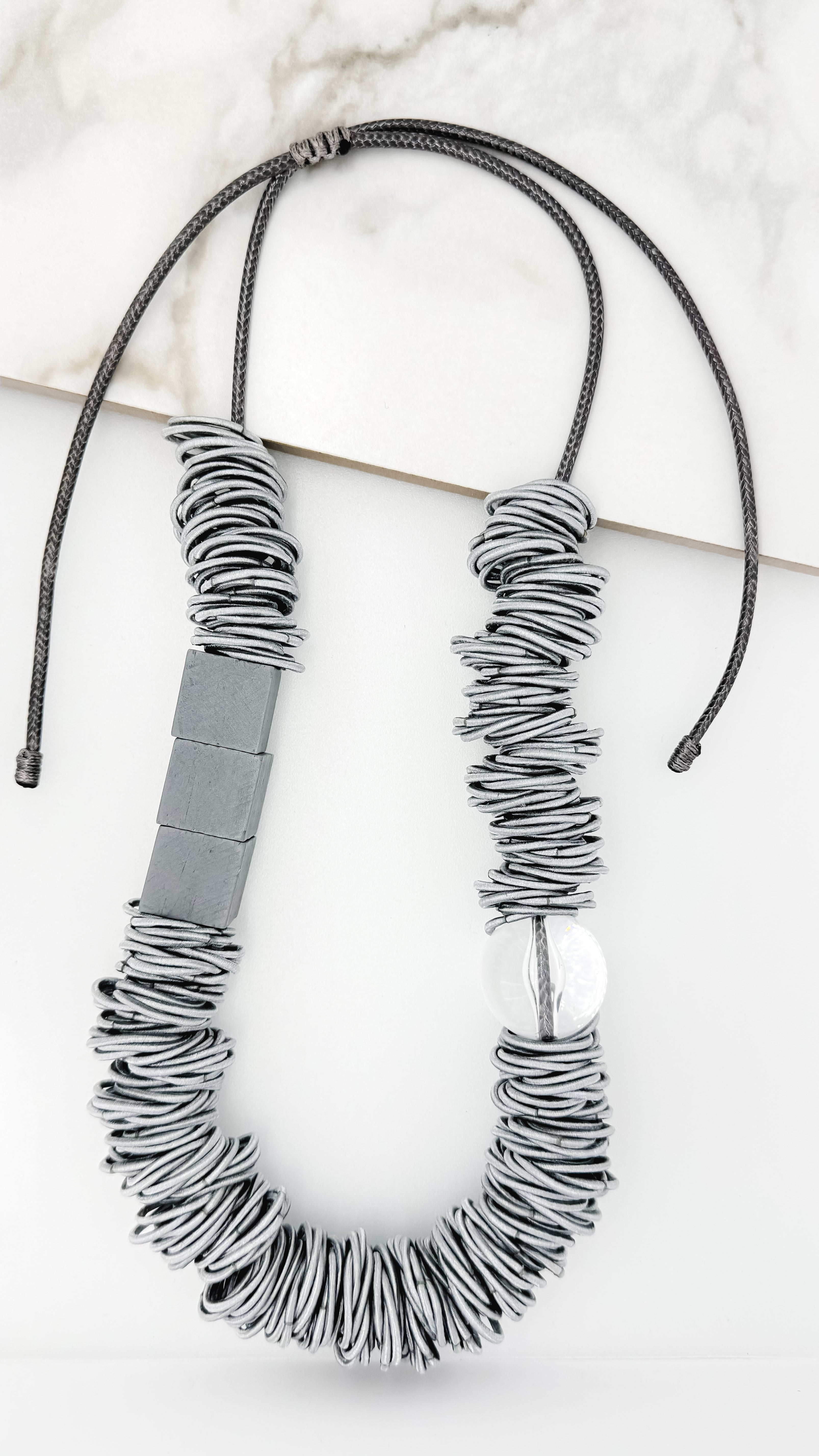 Grey Cord Necklace - 3652