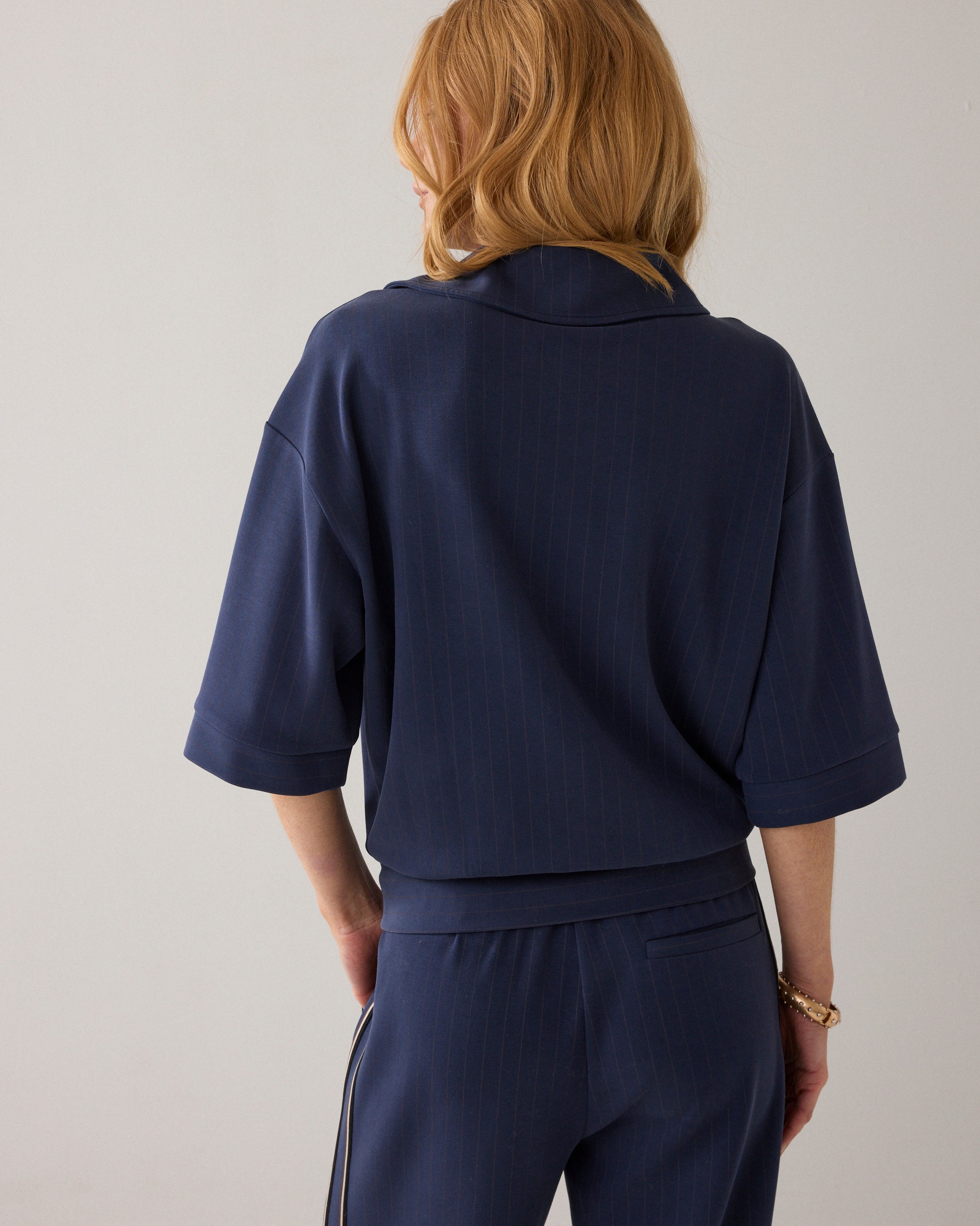 Midnight Blue Pinstripe Top - 3S5253