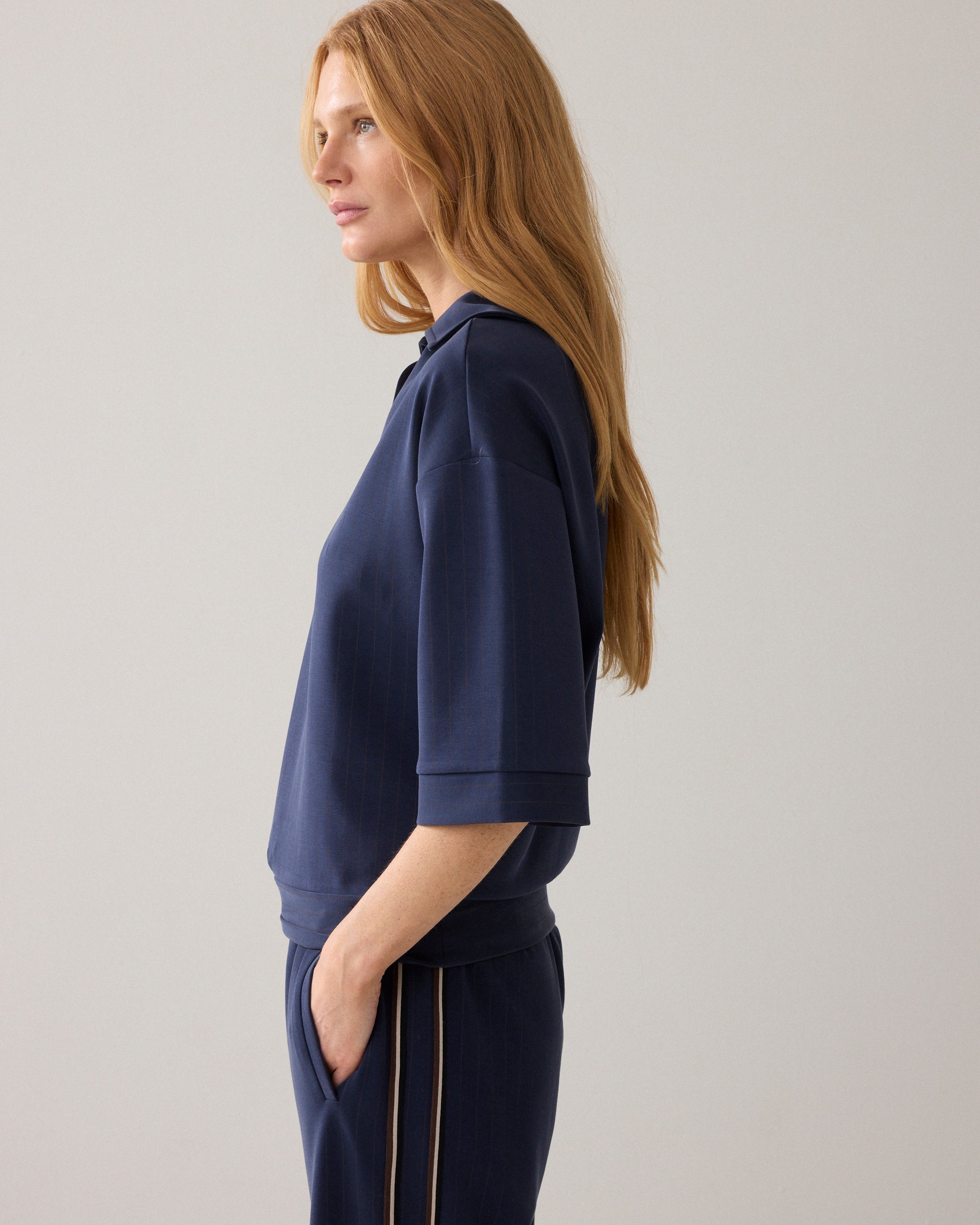 Midnight Blue Pinstripe Top - 3S5253