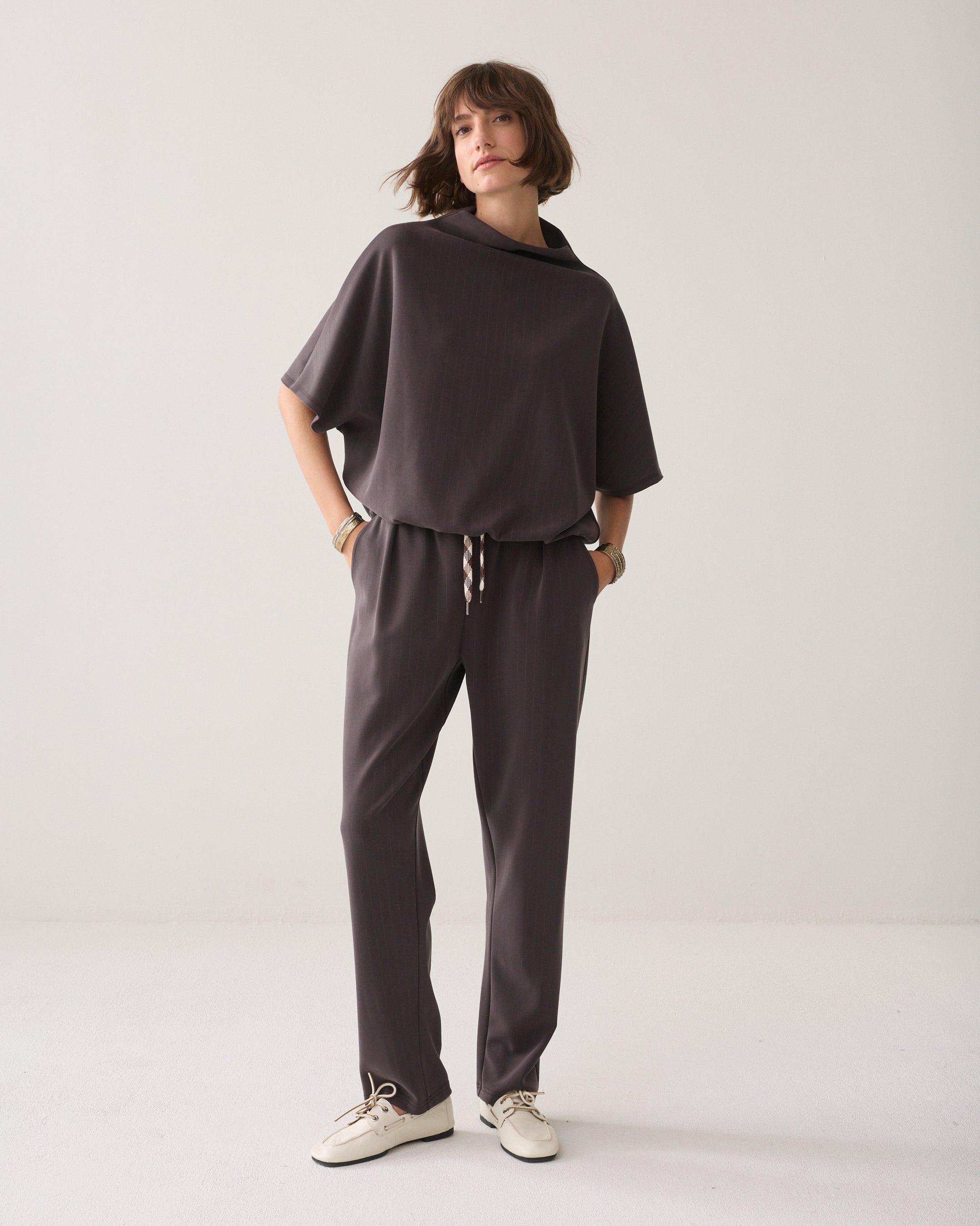 Dark Chocolate Pinstripe Top - 3s5363