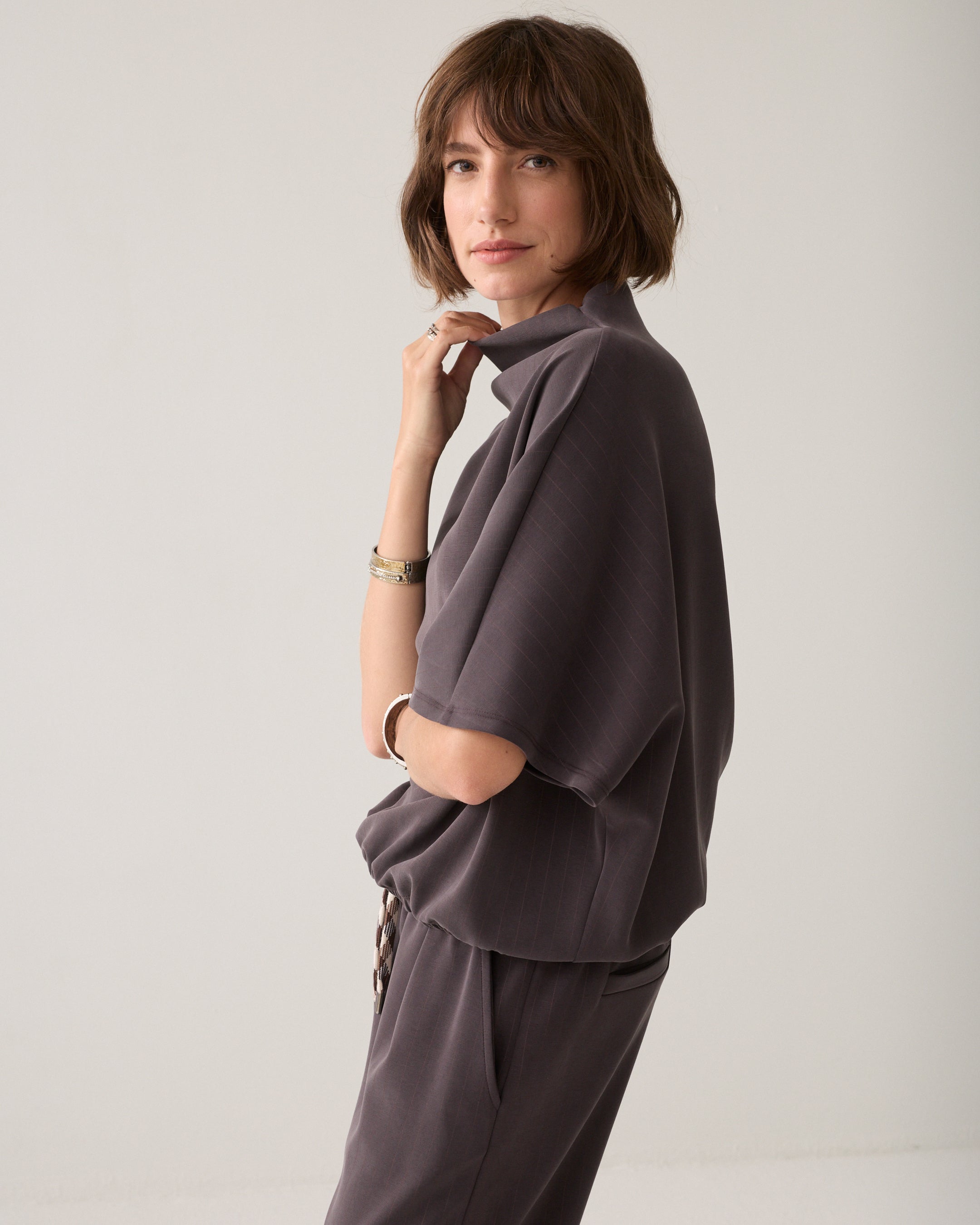 Dark Chocolate Pinstripe Top - 3s5363