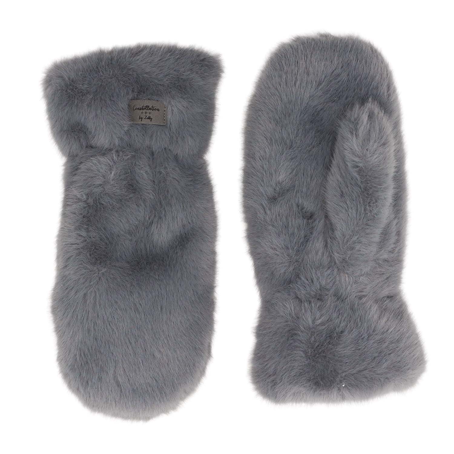 Grey Faux Fur Mittens - 4005012