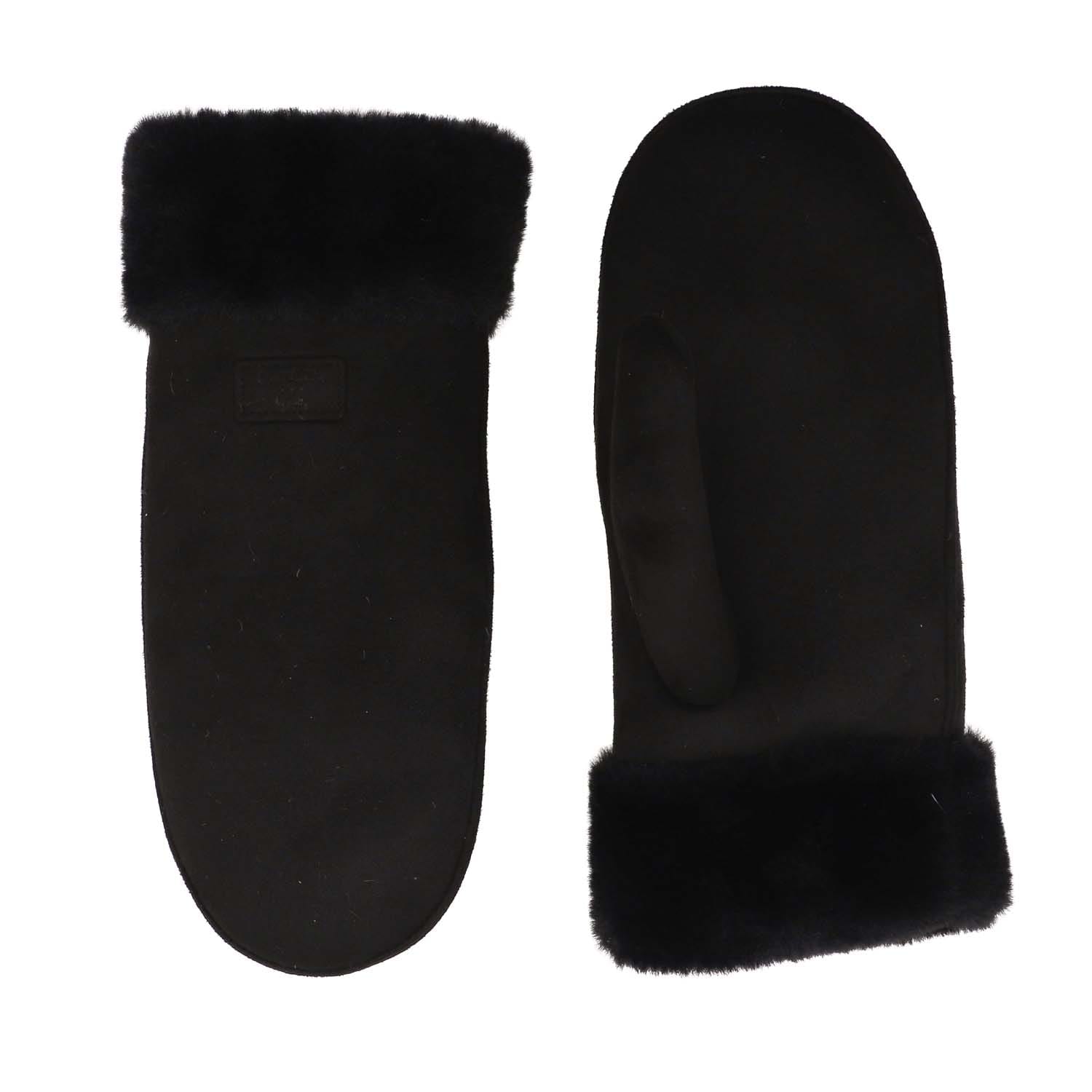 Black Faux Sheepskin Mittens - 4005101