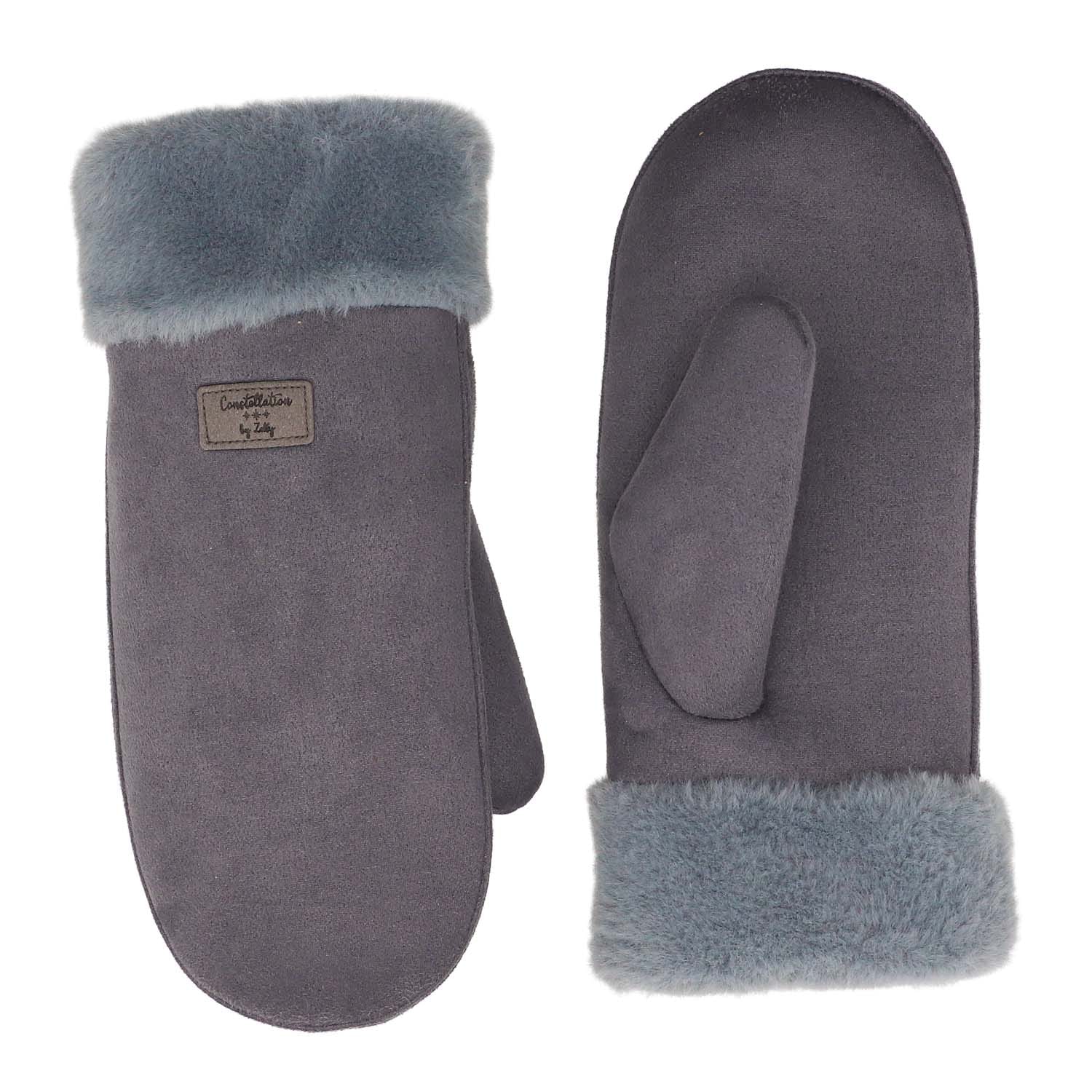 Grey Faux Sheepskin Mittens - 4005112