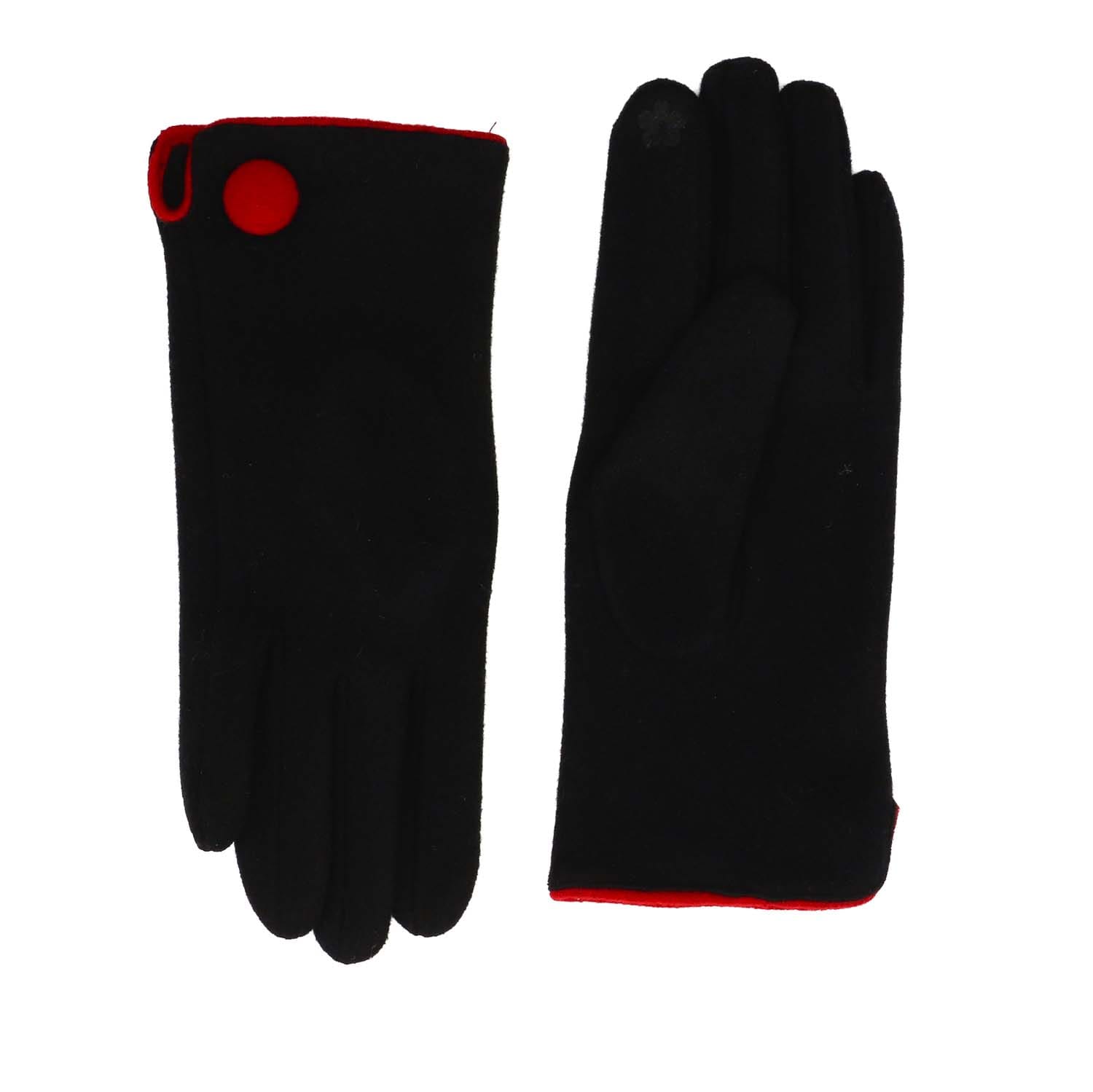 Black Button Detail Gloves - 4005401